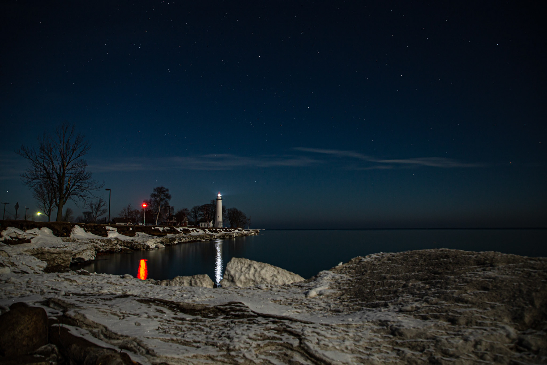 Looking back at the Lighthouse in full Moonlight