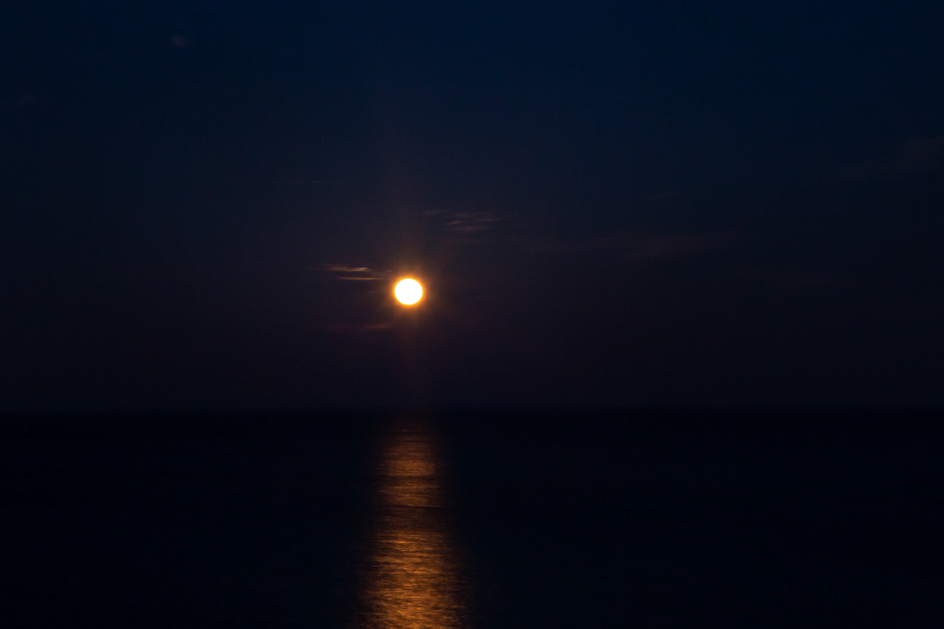Moonrise, Lake Huron at Pointe Aux Barques Lighthouse