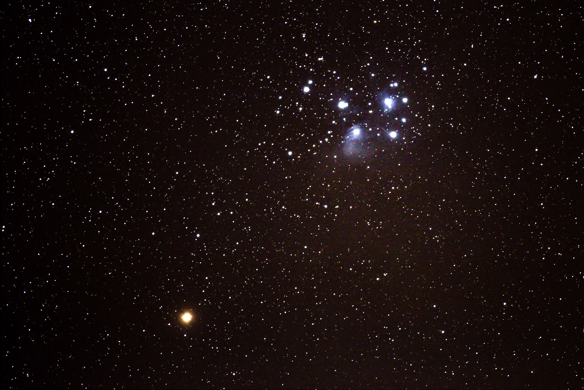 The Pleiades and Mars, Lake Hudson State Park