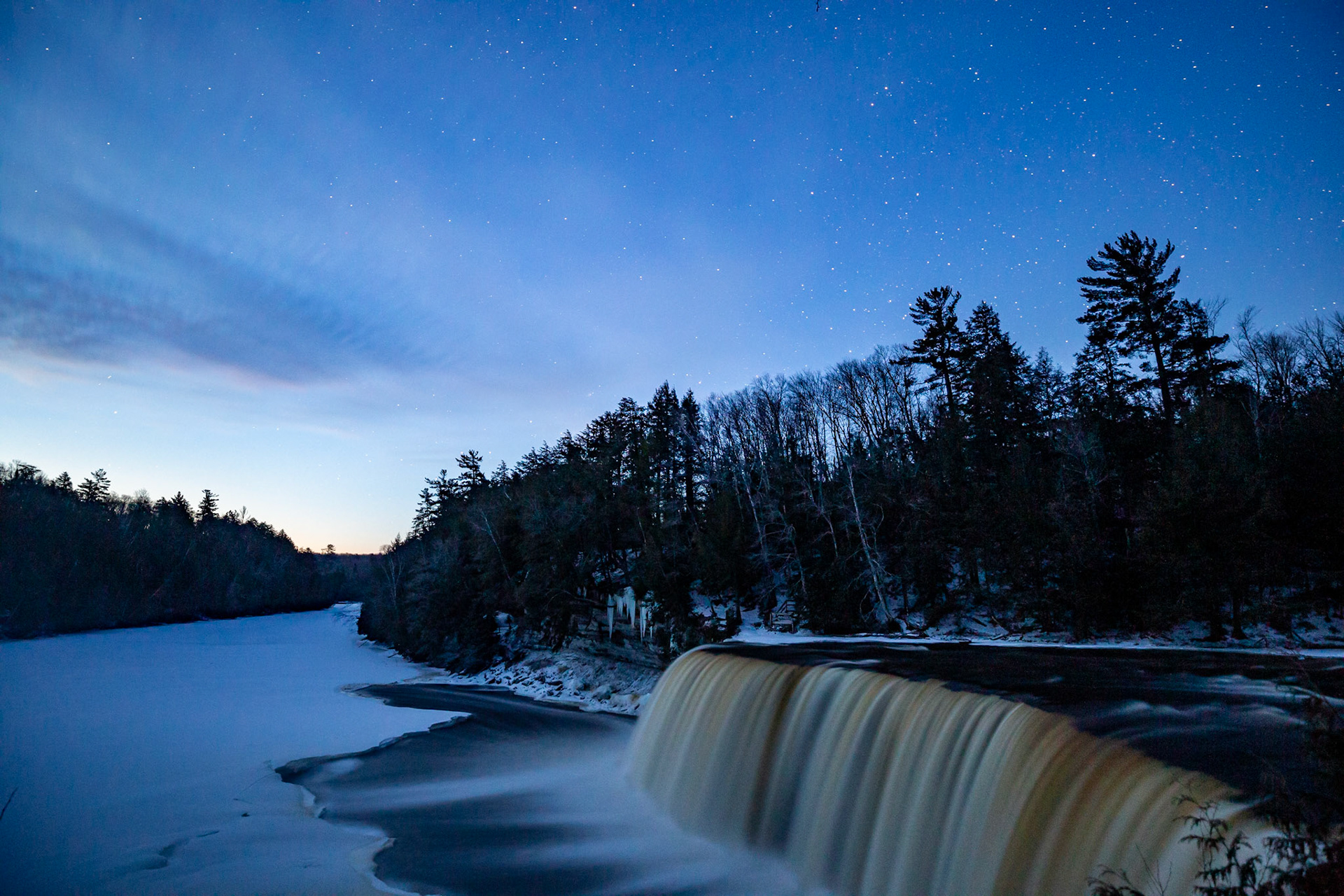 Last chance to see stars before dawn, Tahquamennon Falls