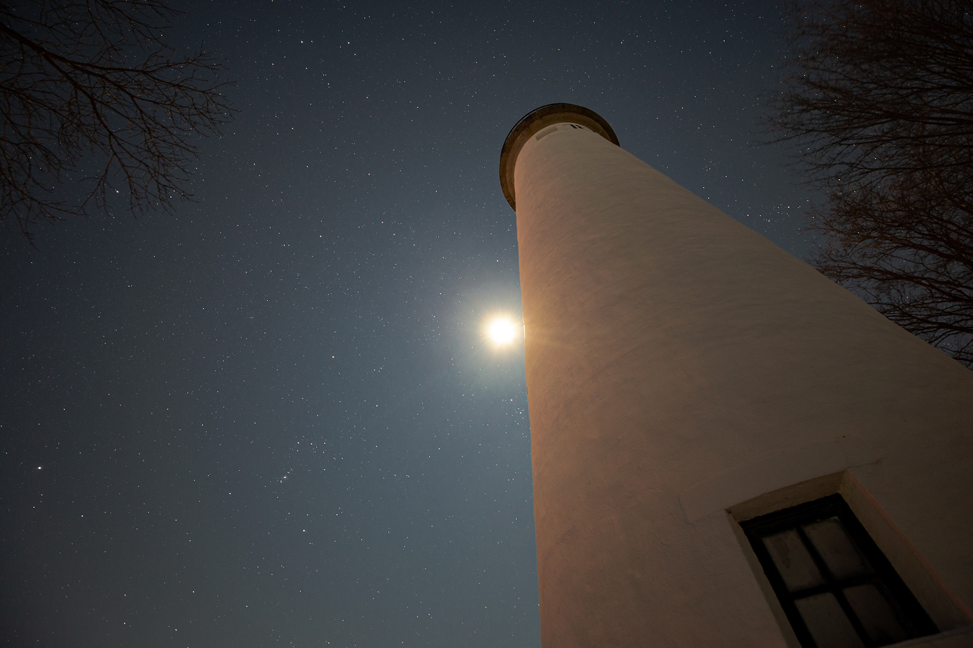 Looking up at the moon from the Lighthouse