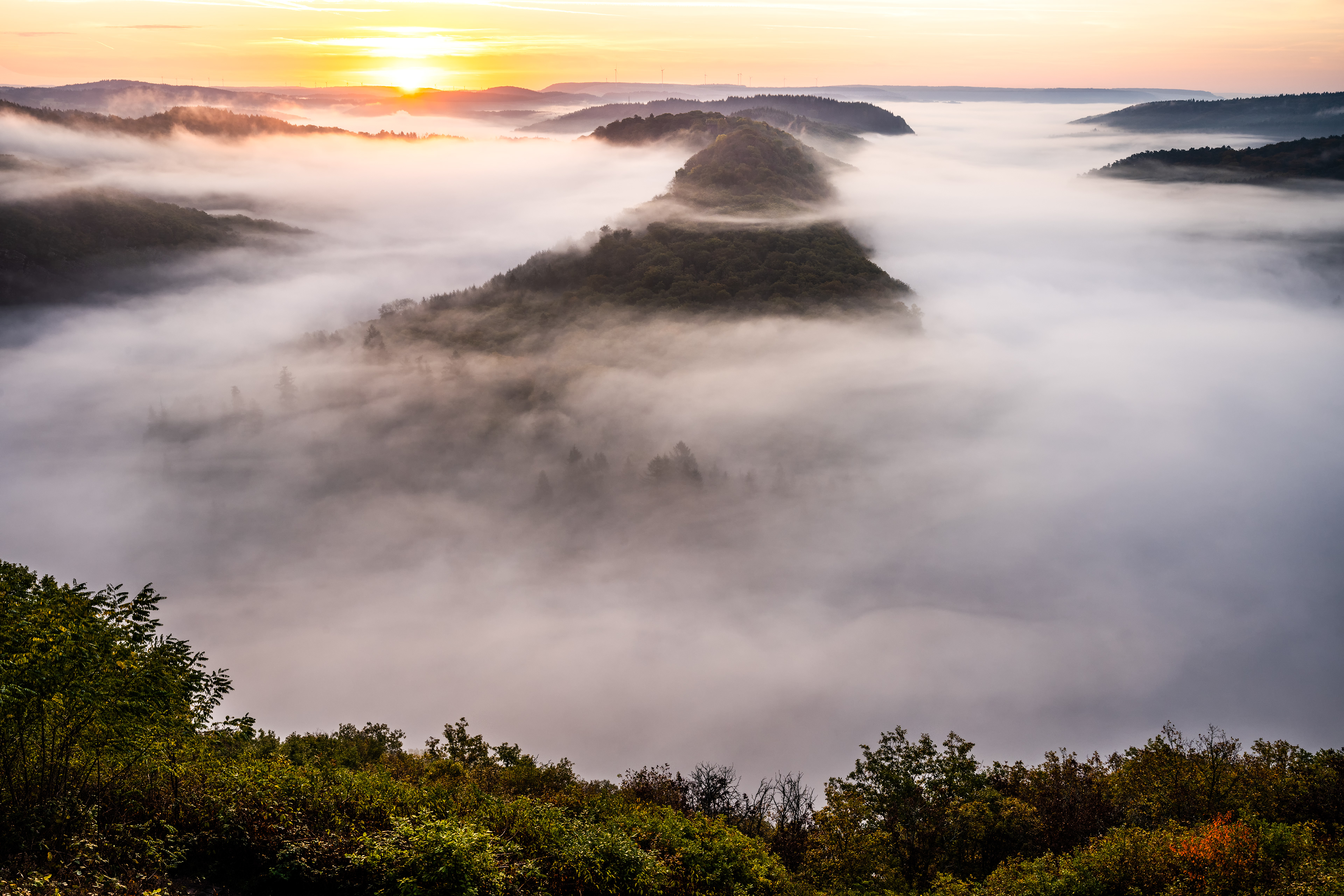 Dichter Bodennebel über Saarschleife, Saargau (D) - 17.10.2022