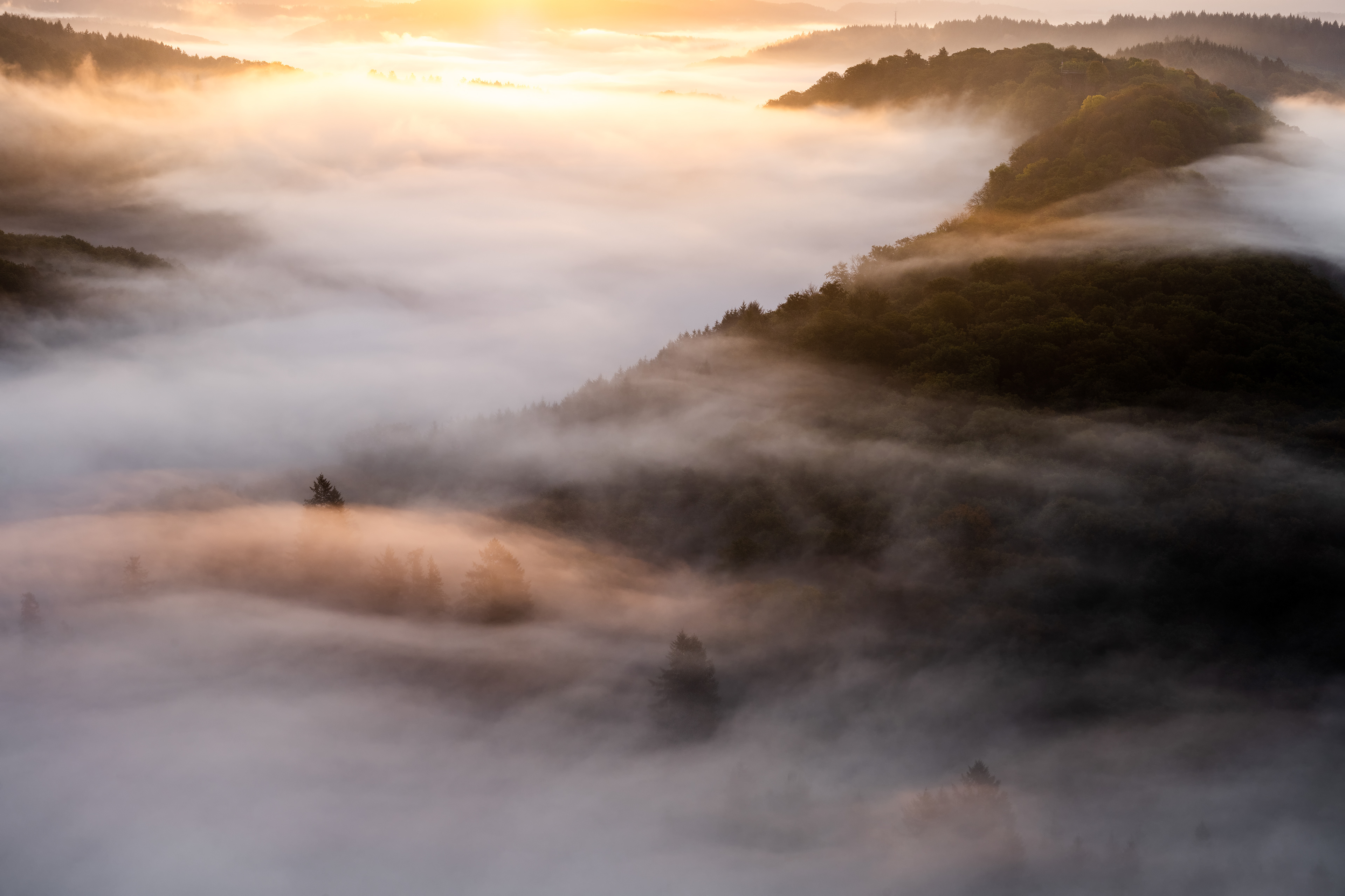 Dichter Bodennebel über Saarschleife, Saargau (D) - 17.10.2022