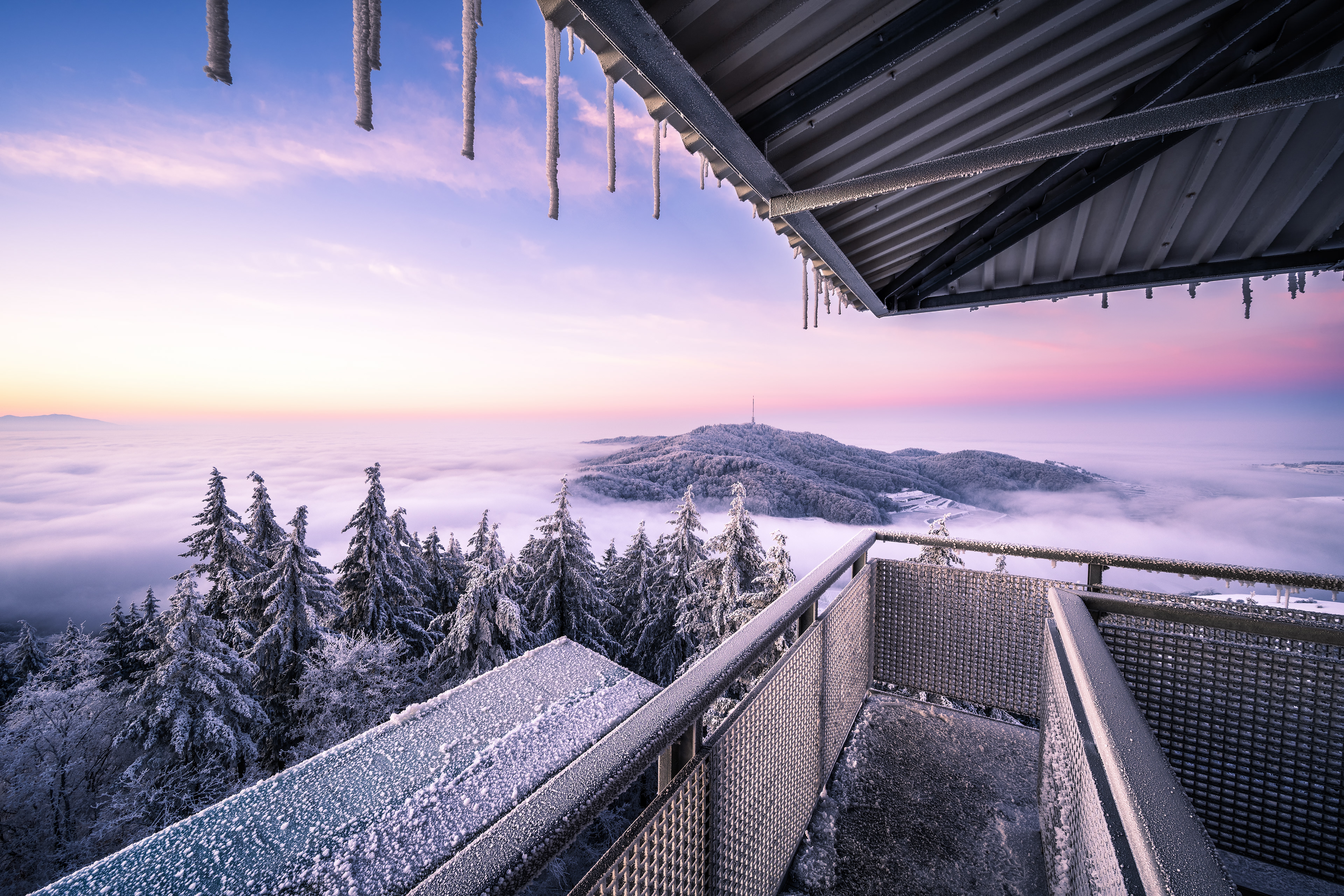 Morgendämmerung über Winterlandschaft, Kaiserstuhl (D) - (18.12.2022)