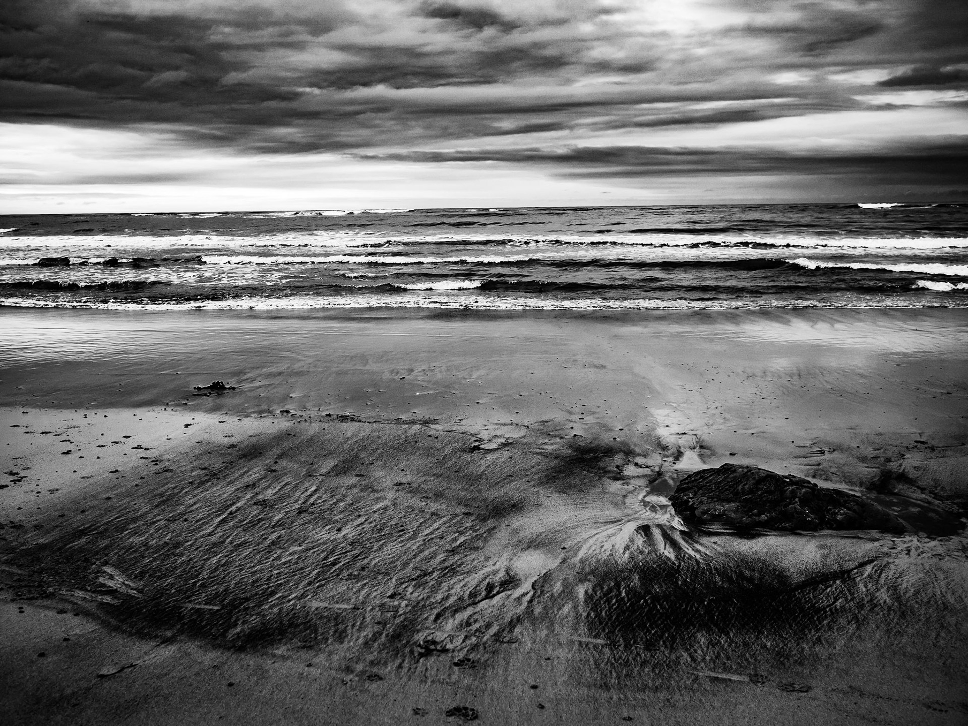 Cresswell Beach, Northumberland. At Sunset. Summer 2019.