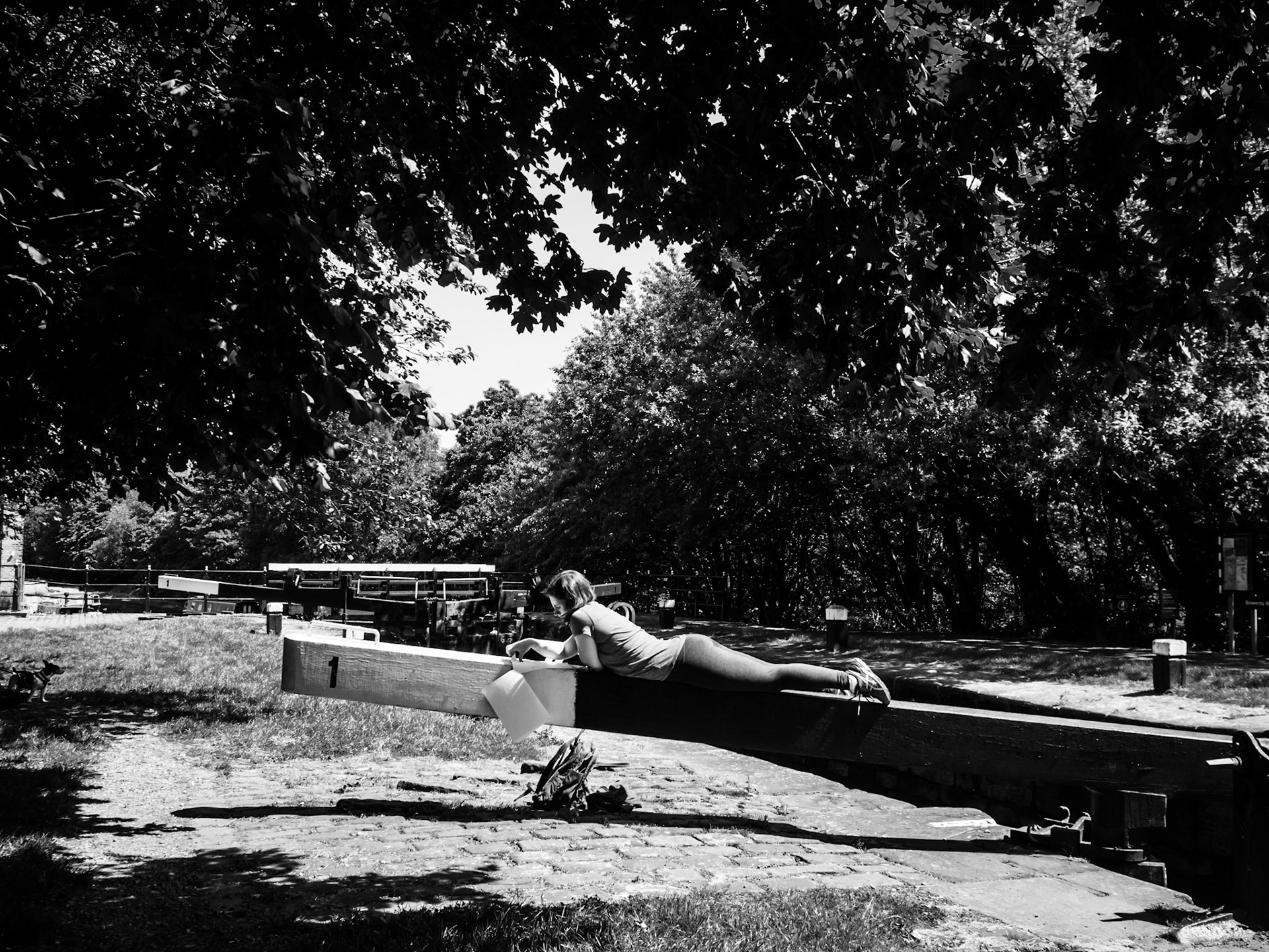 Girl on a lock Sowerby Bridge.