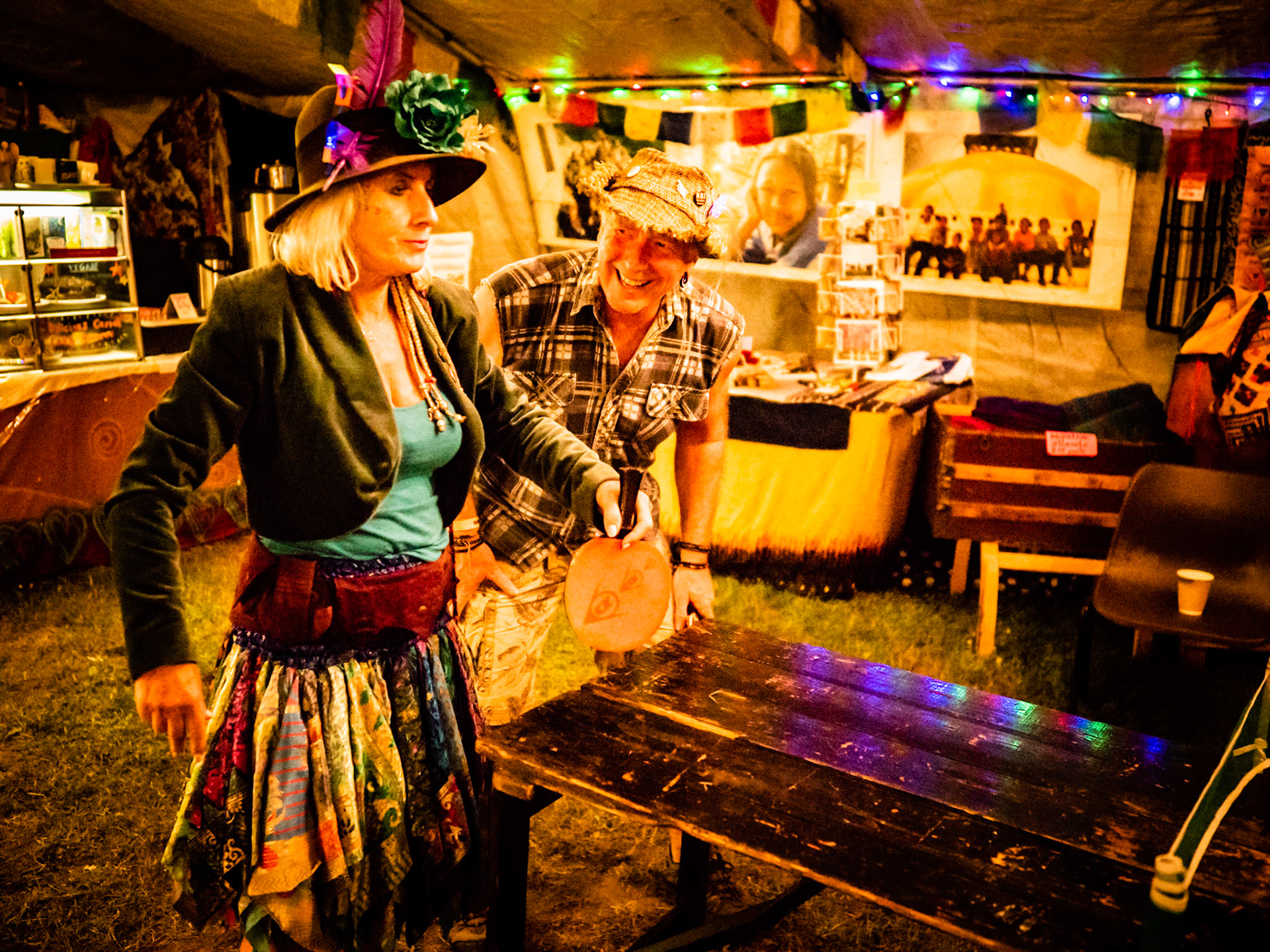 Sandy playing table tennis