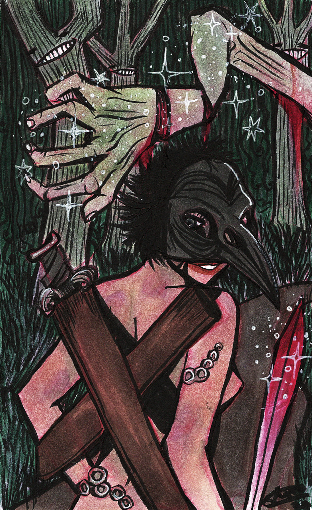The Wounded Warrior, 2020. Alcohol marker and ink on mixed media paper.