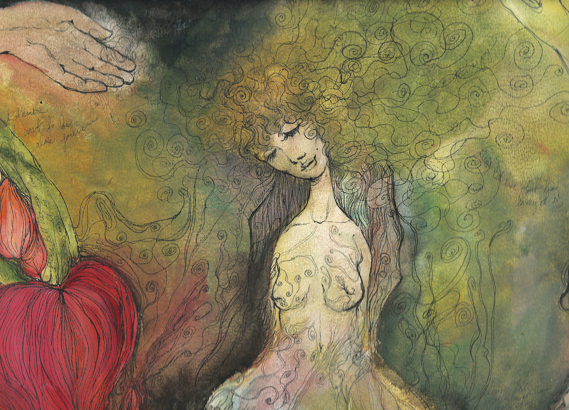 The Hanged One, 2023. Watercolor and ink on cold pressed paper.