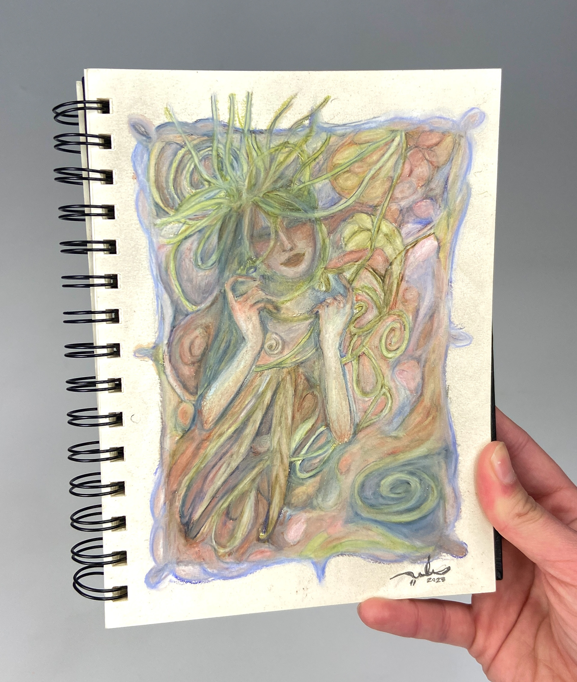 Untitled, 2023. Colored pencil on mixed media paper.