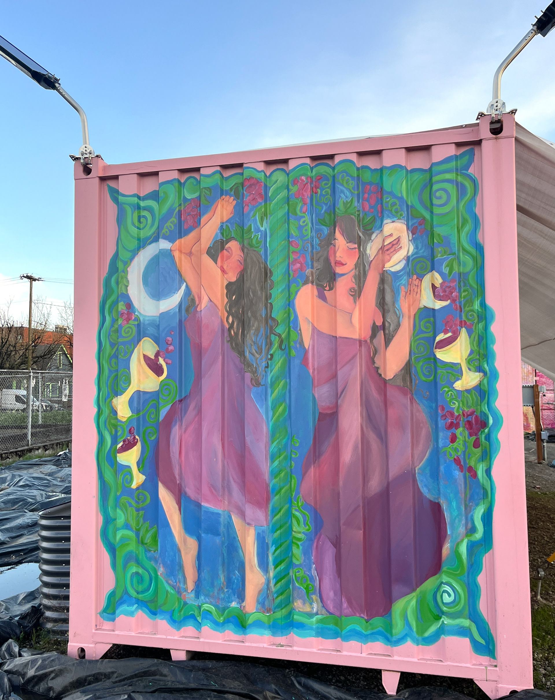 The Maenads, dancing gleefully. 