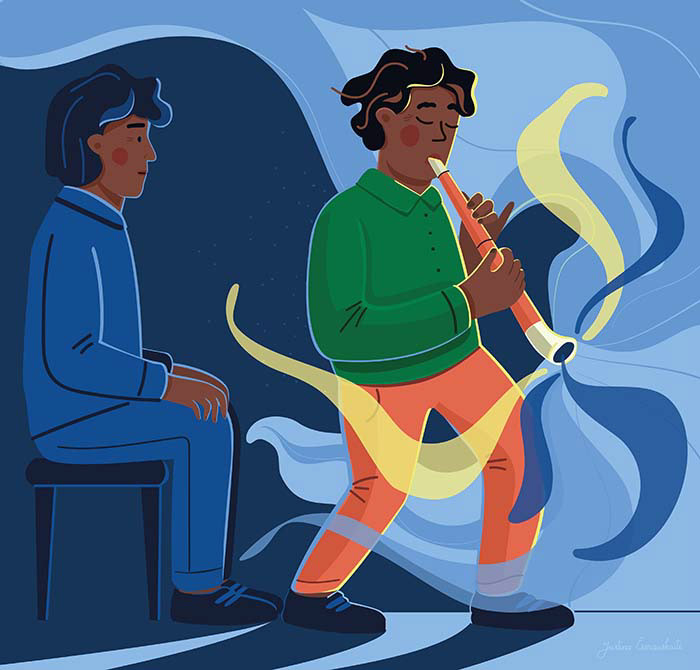 Music therapy, how body works, illustration cesnauskaite, justina