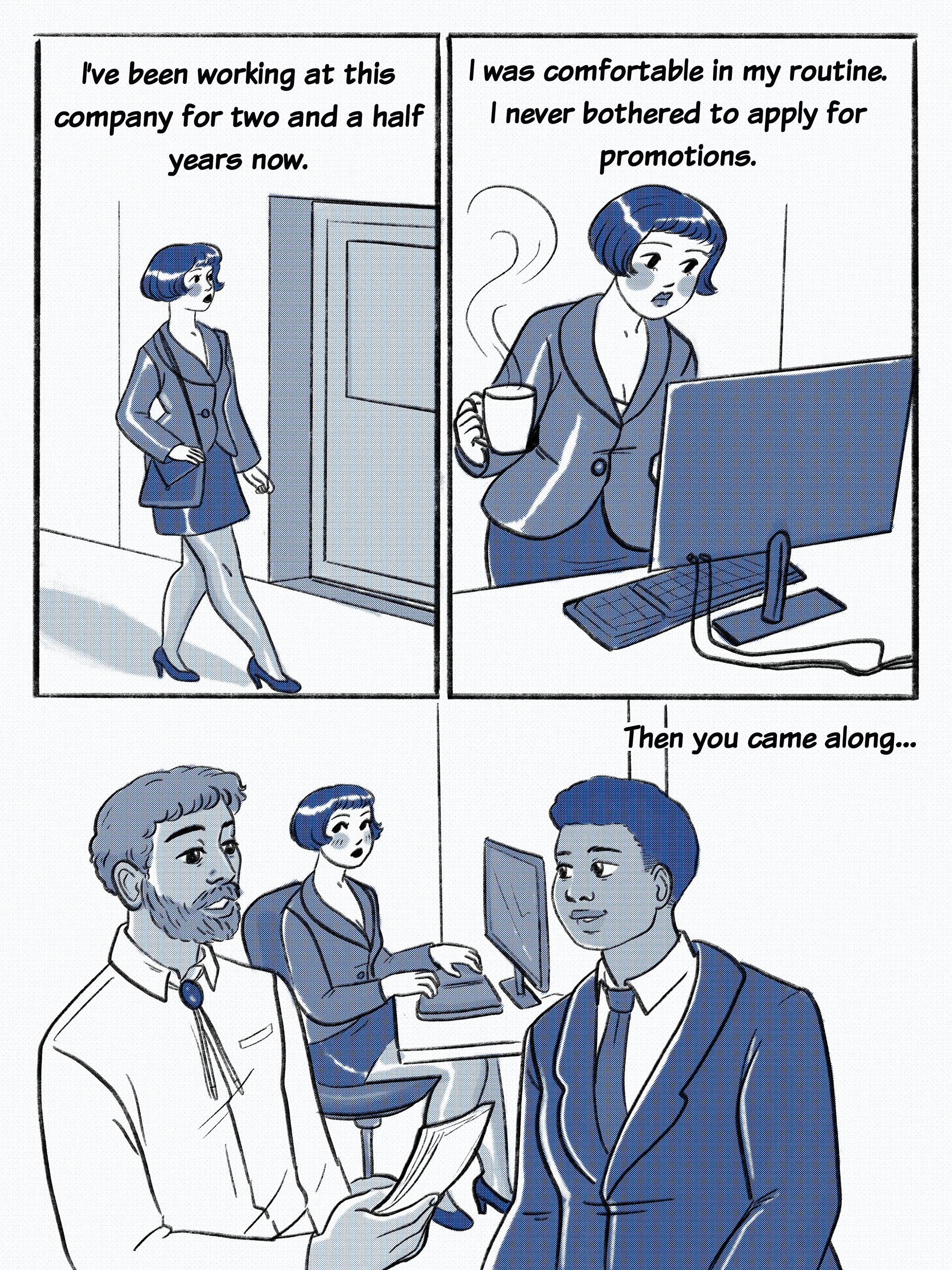 pages from my webcomic: Crushing on my Hot Butch Boss