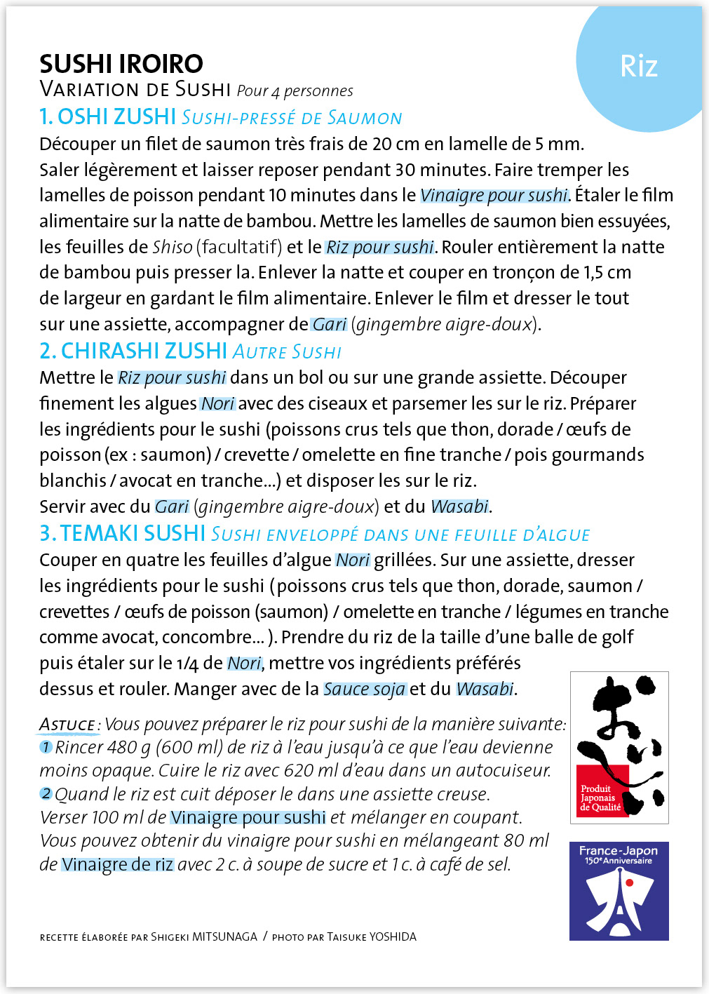 SIA2008 Carte de recettes