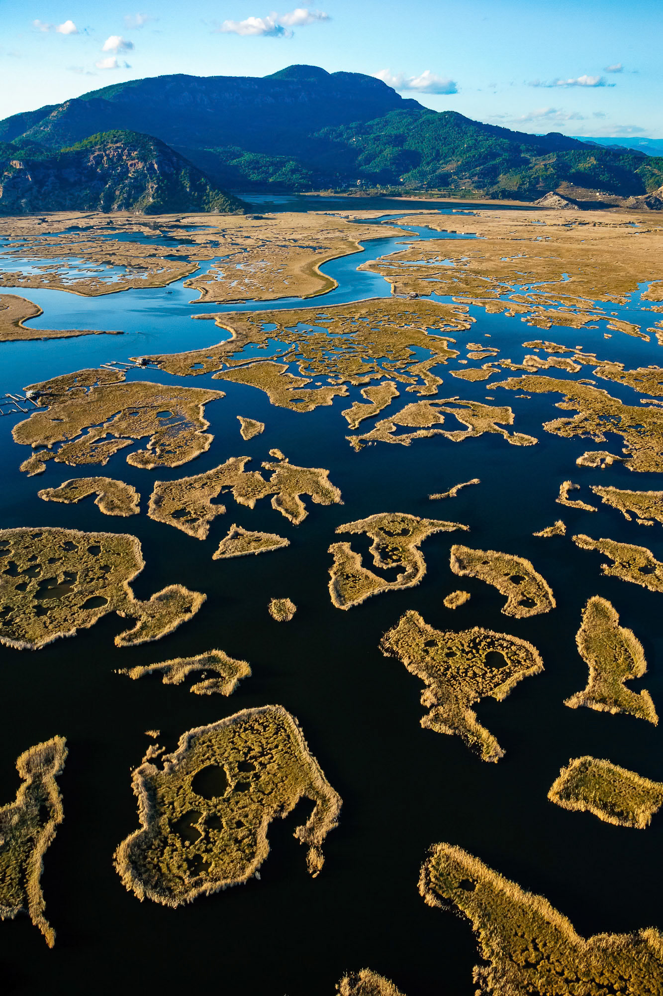 "Maze" - Dalyan with its maze of reeds on the Mediterranean Sea is another magical place for me. The little islets resemble pieces of a jigsaw puzzle. Fresh water from the Koycegiz lake to the north mix with the salt water of the sea. At the foot of the hills are the ruins of the ancient Carian trading city of Kaunos. Whenever I fly there I always wonder if the islets would support me if I need to land on them in case of an engine failure.