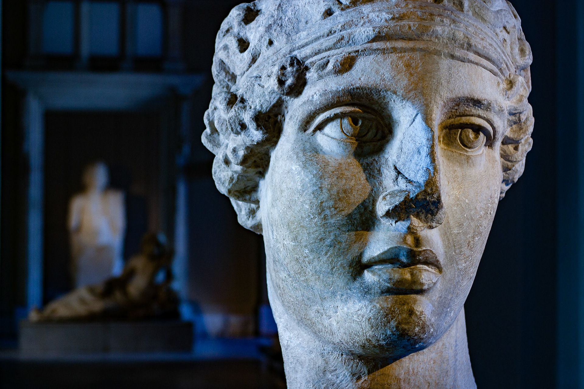 "Colossal" - My take on the formidable 90 cm marble colossal head of a Roman period, 2nd century AD goddess, from Smyrna (Izmir) at the Archaeology Museum.