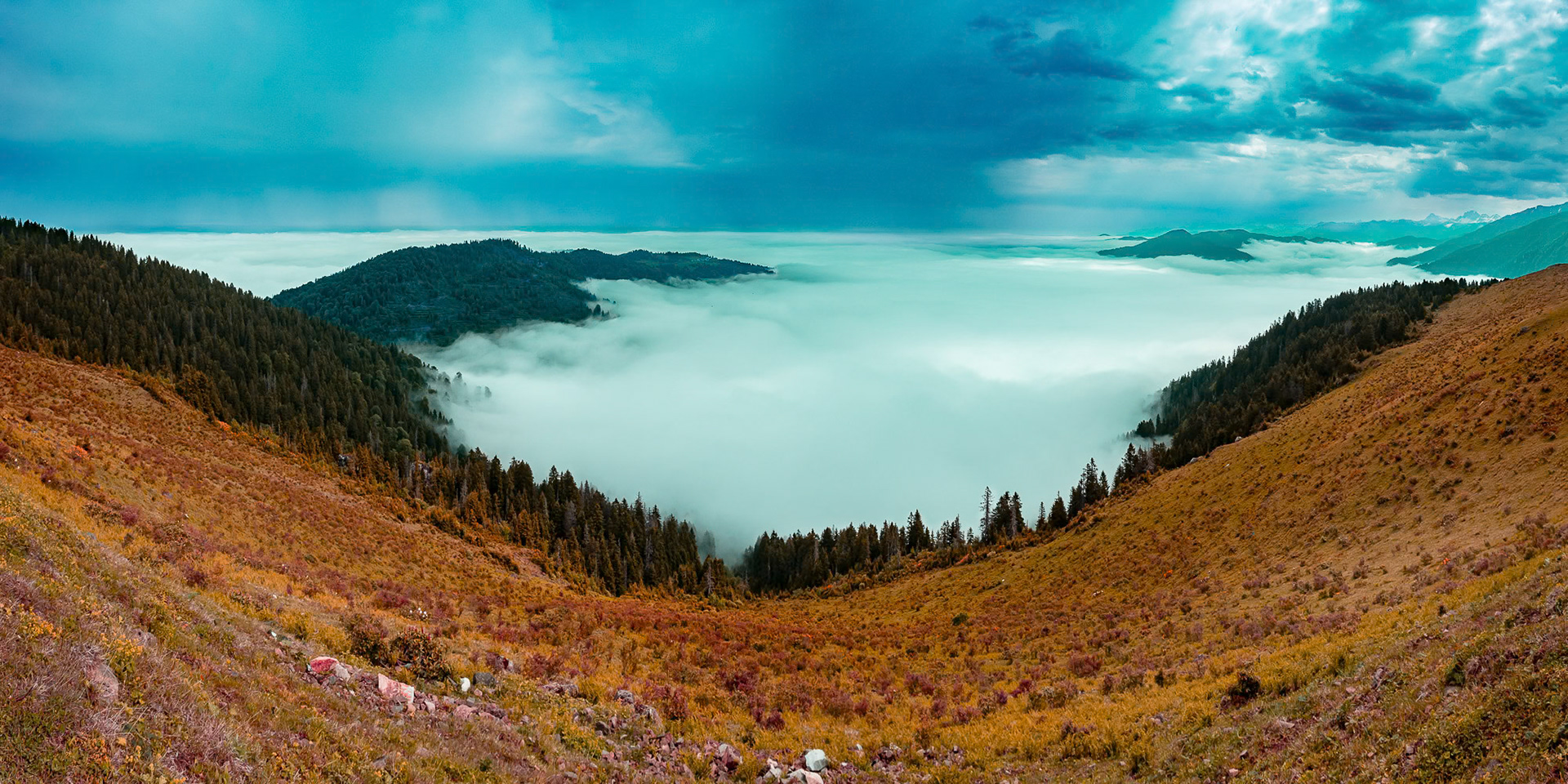 "Sea of Clouds" - The Black Sea region mountains of Turkey reveal breathtaking panoramic views such as this sea of clouds covering valleys.