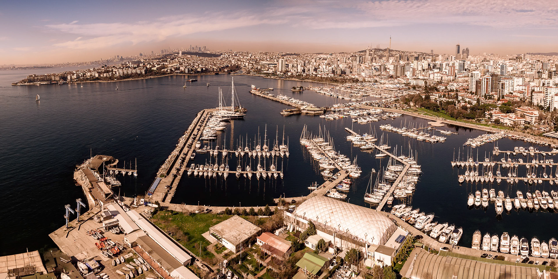 "Kalamis"- I just had to shoot this panoramic photo while flying towards well populated Fenerbahçe, Kalamış and Moda on the Asian side of Istanbul.