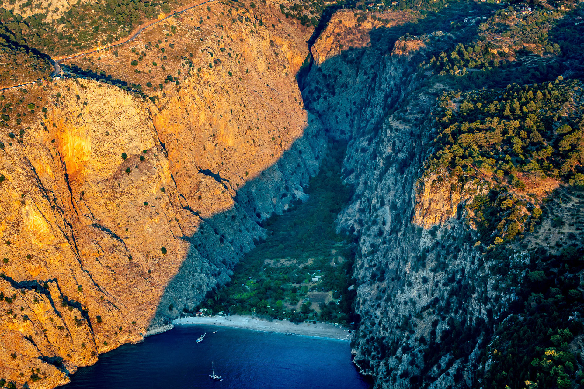 "Butterfly Valley" - Butterfly Valley near Oludeniz, as never seen before, under my feet at sunset. A natural wonder definitely in need of continuous preservation.