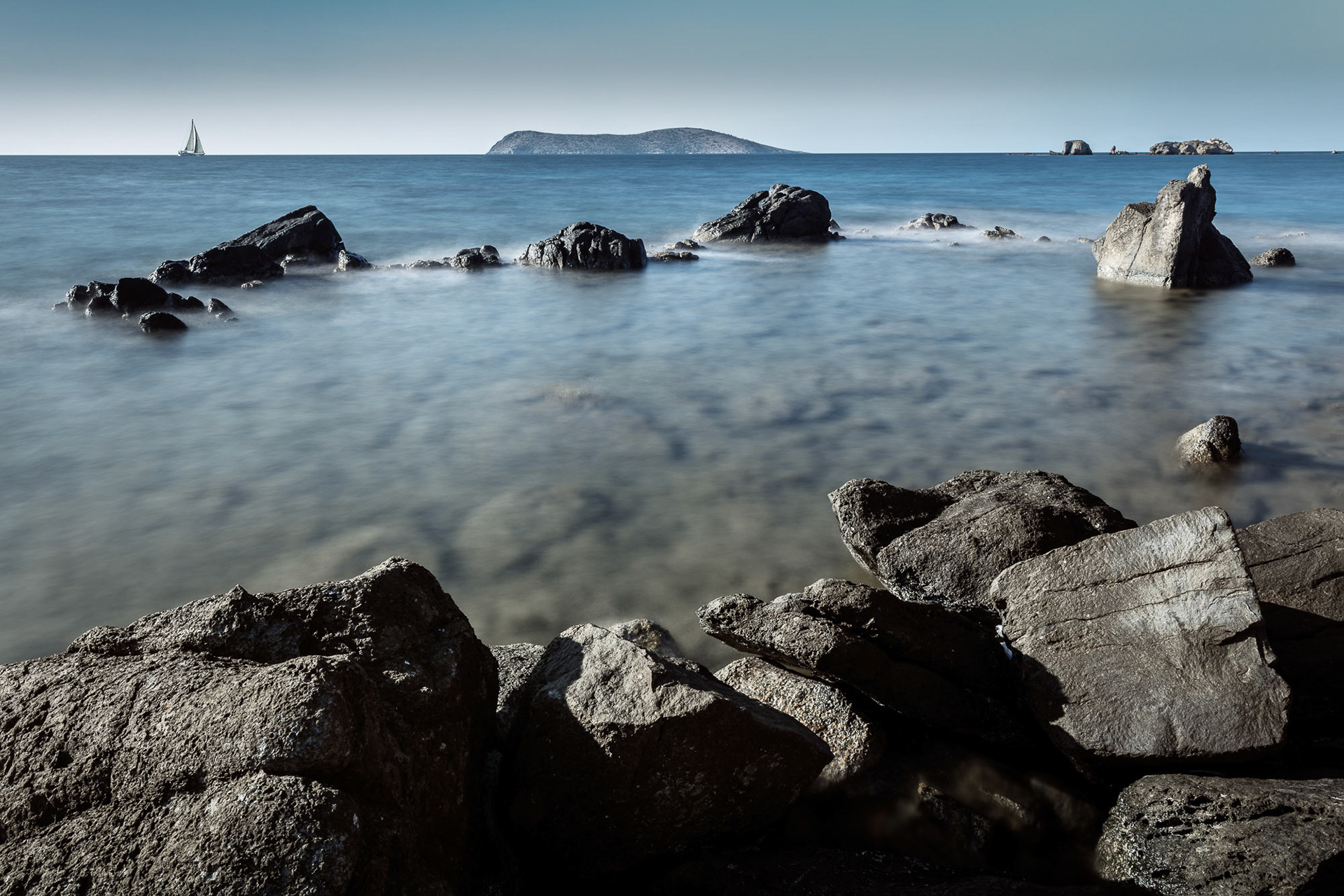 "Balancing Act" - The camera location had to be precise so that all the rocks and the island as well as the sailboat had to be placed accurately within the composition for a balanced image."