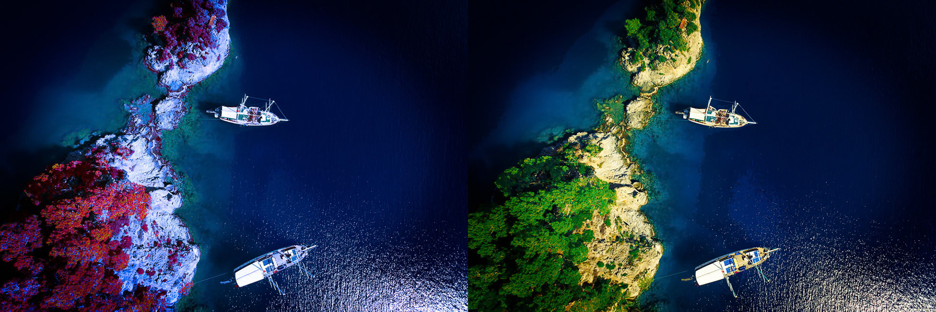 "Oludeniz" - I have shot these bird's-eye images of the Oludeniz lagoon while flying in my paramotor from high above. I was not sure if making a stereoscopic image while flying would be possible but it worked perfectly! I have created the images to hold on their own but if you want to see the combined 3D image you can look through a stereo viewer.