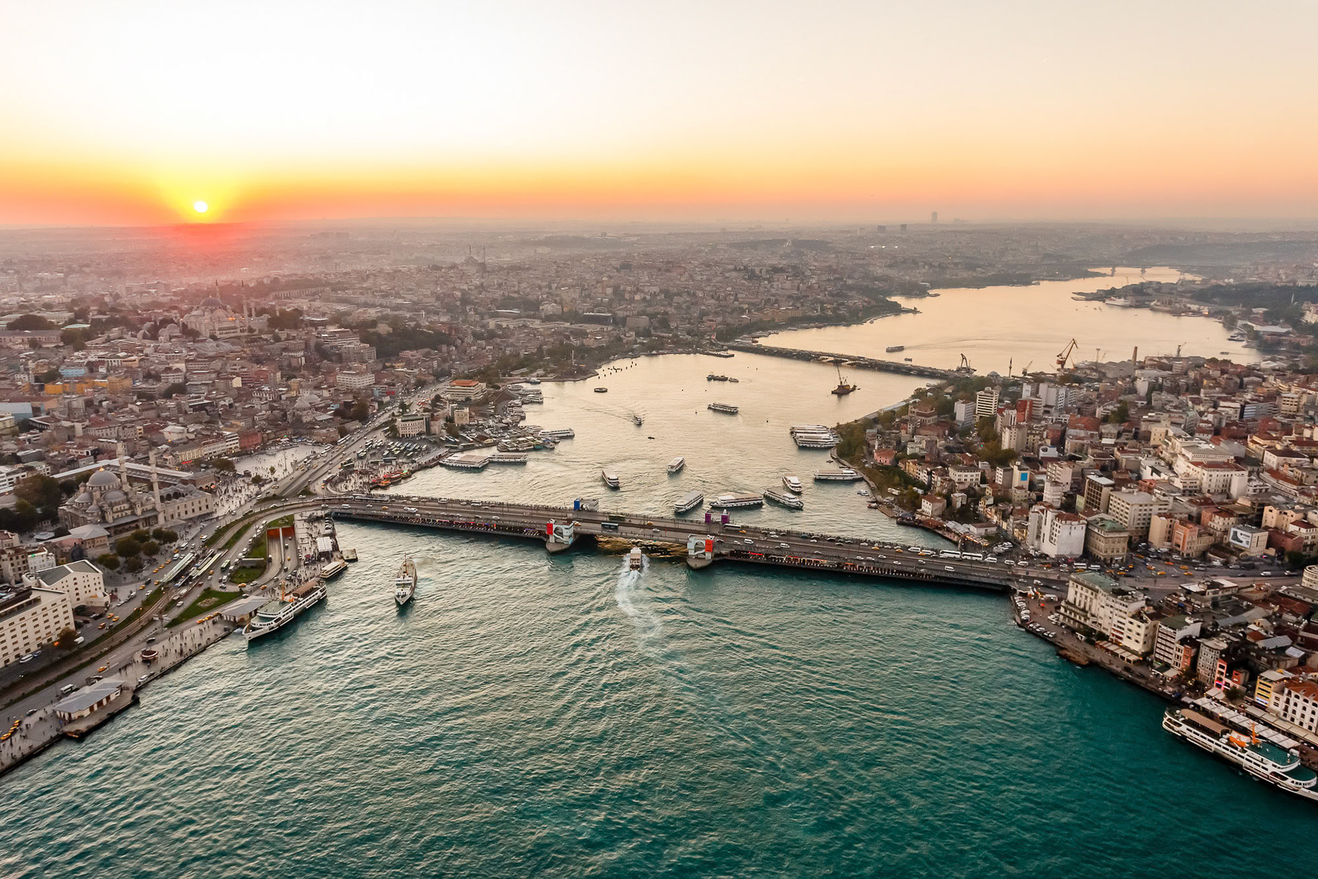 "Golden Horn" - I don't always fly over the Bosphorus strait with my paramotor since there are practically no emergency landing spots in case of an engine out. In one of the rare occasions that I did, I captured this sunset image of the Golden Horn in all it's glory. Boeing licensed the image for promoting it's latest jetliner.