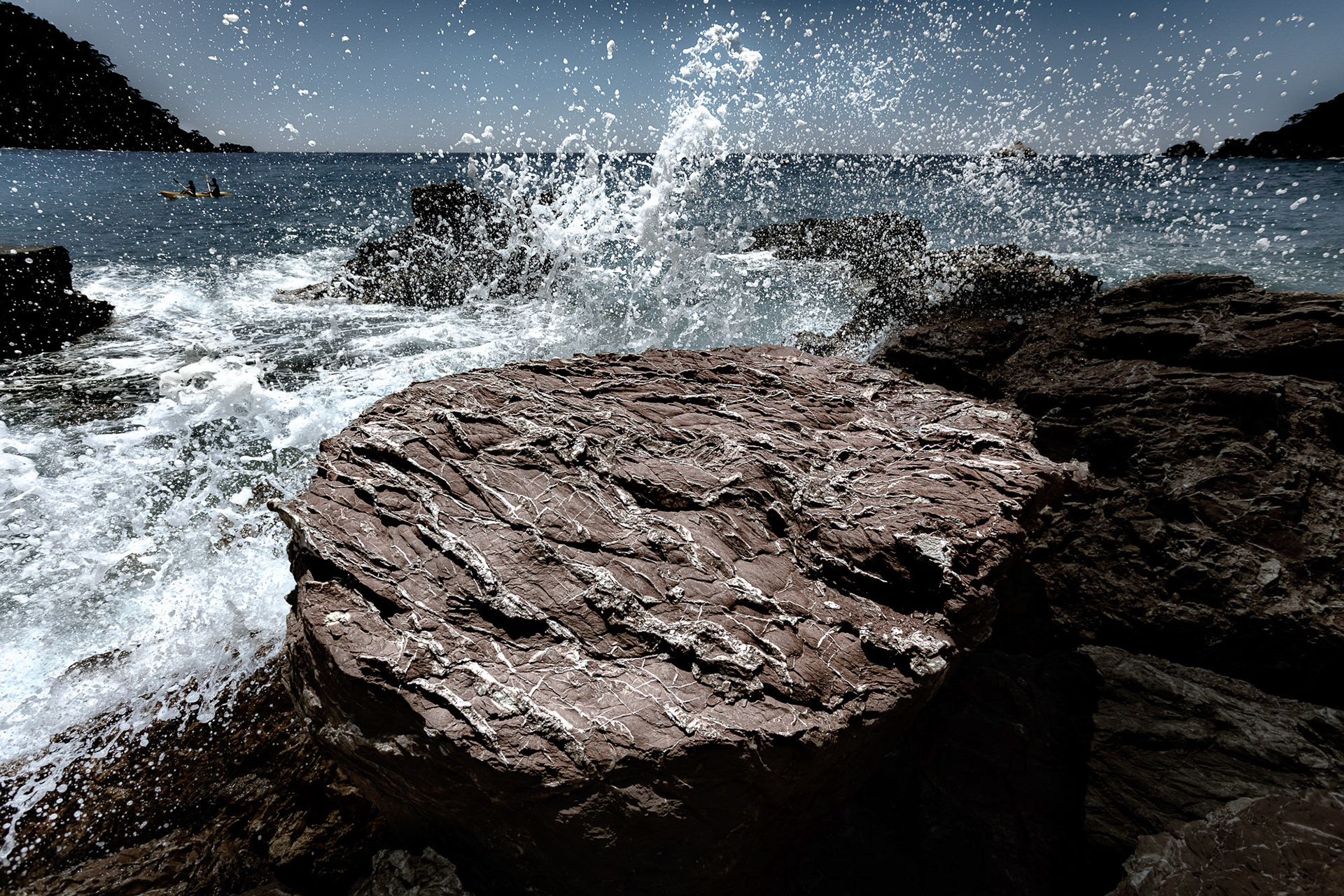 "Clash" - Strong waves and an interesting piece of boulder clash fiercely in this photograph from Kabak Beach.