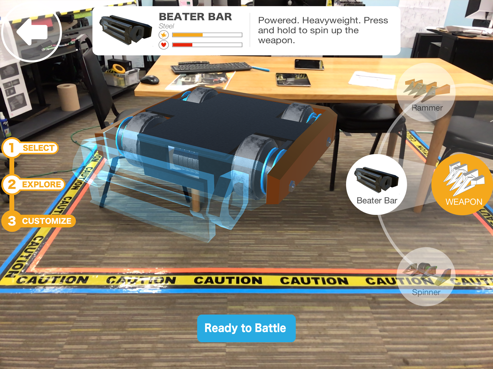 Showcase mode: component and material customization. 