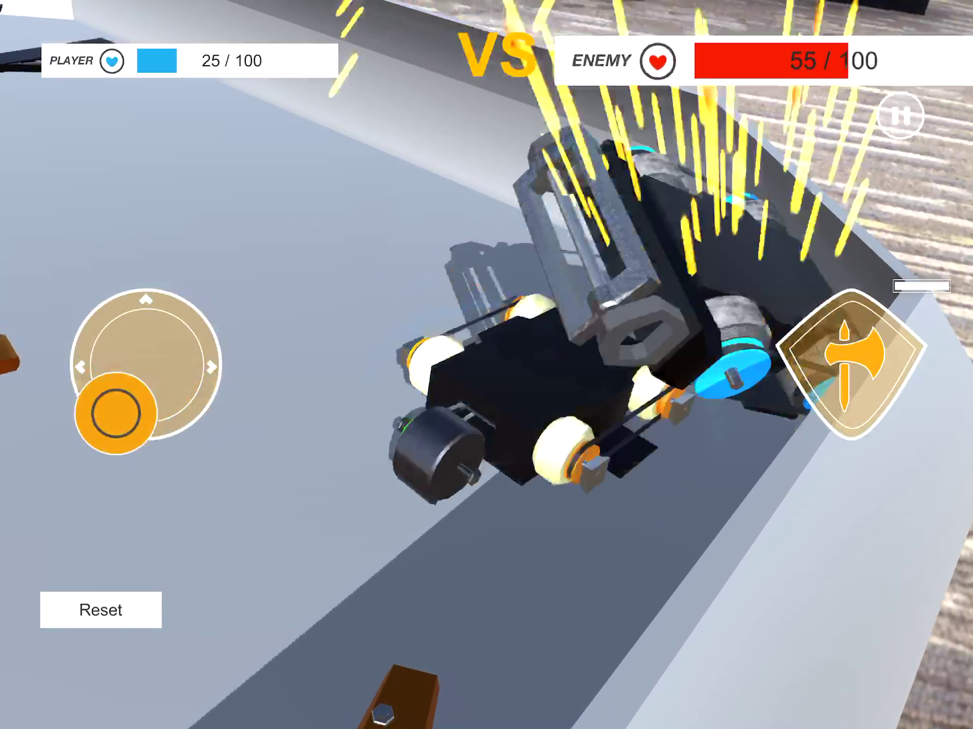An example of single player arena-based combat.