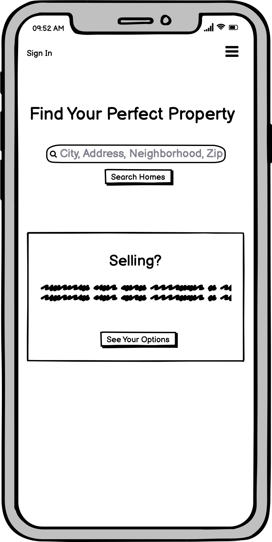 Low-fi Wireframes - Landing Page - Mobile