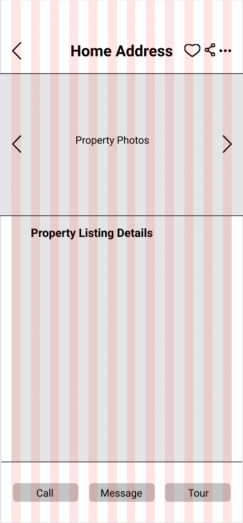 Mid-fi Wireframe - Property Listing - Mobile -Grid