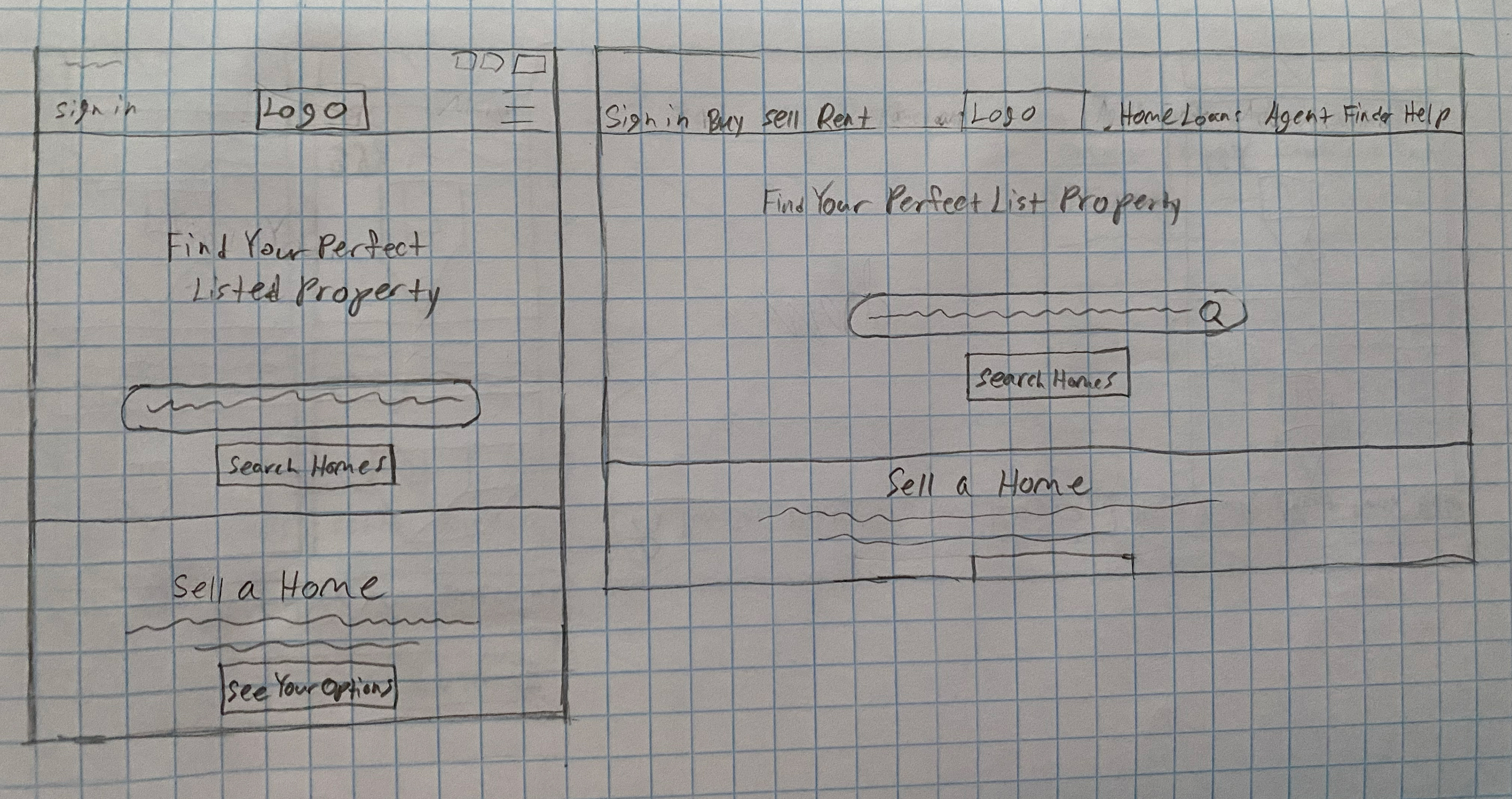 Low-fi Responsive Wireframes - Landing Page