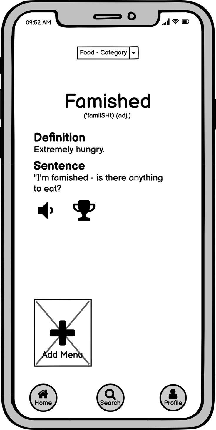 Digital Low-Fidelity Wireframe- Mobile