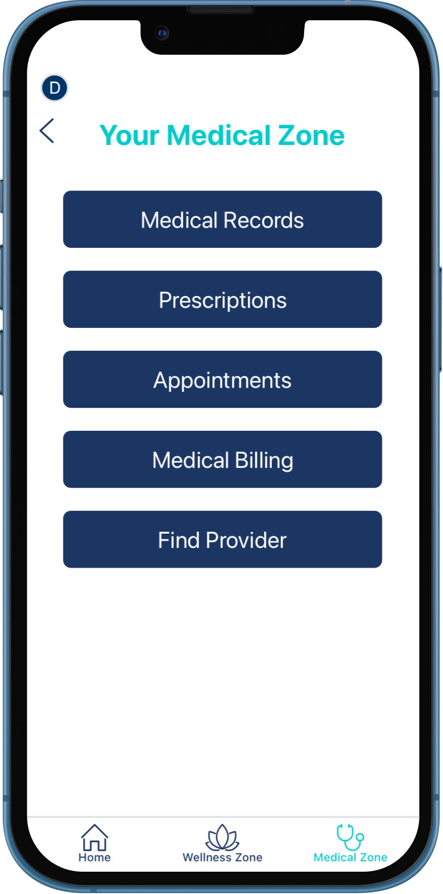 Hi-fi Wireframe - Medical Zone - Mobile