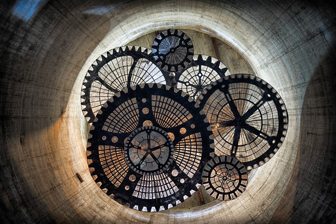 an art installation in one of the Buffalo grain silos in Silo city.