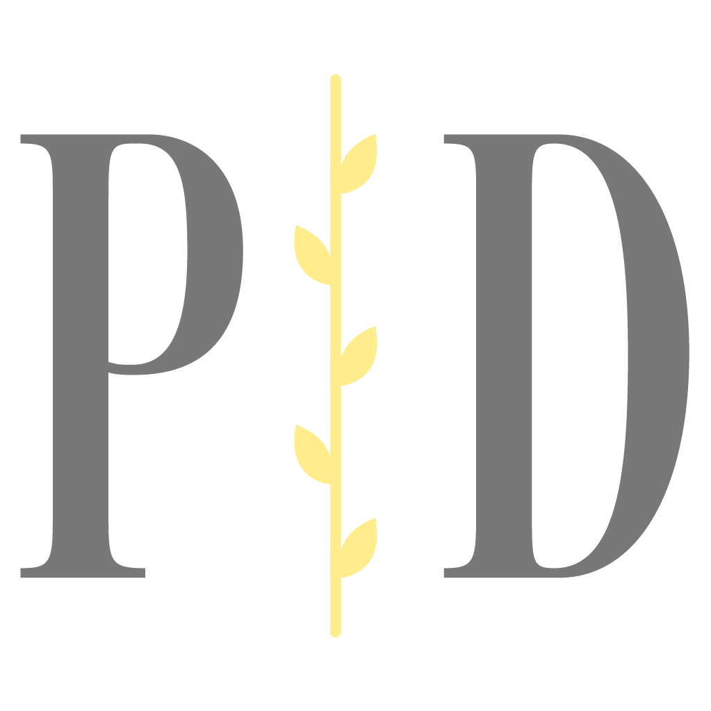 A logo of the initials "P.D"