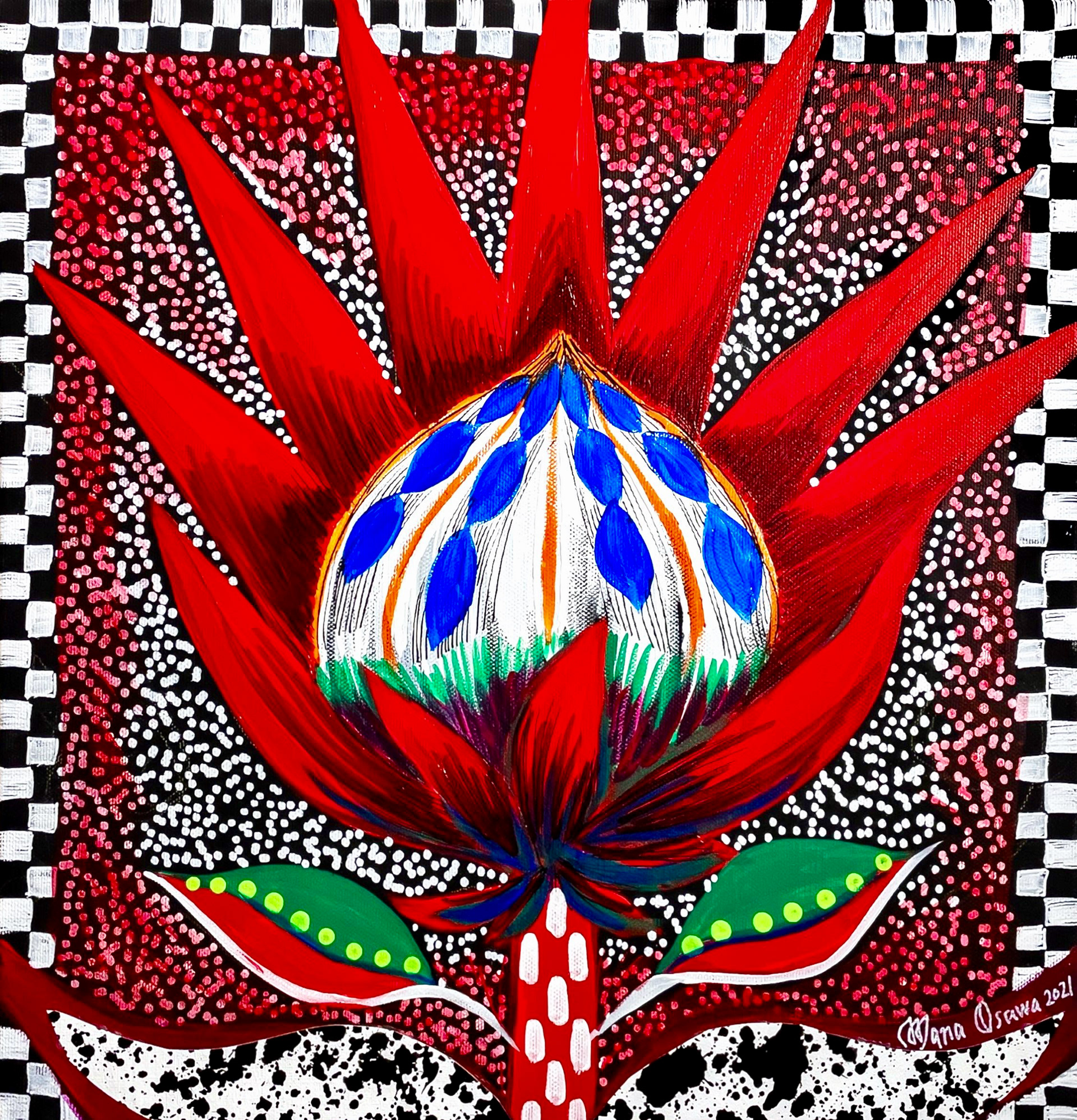 King Protea Composition / S4号 Acrylic and Mixed media on Canvas