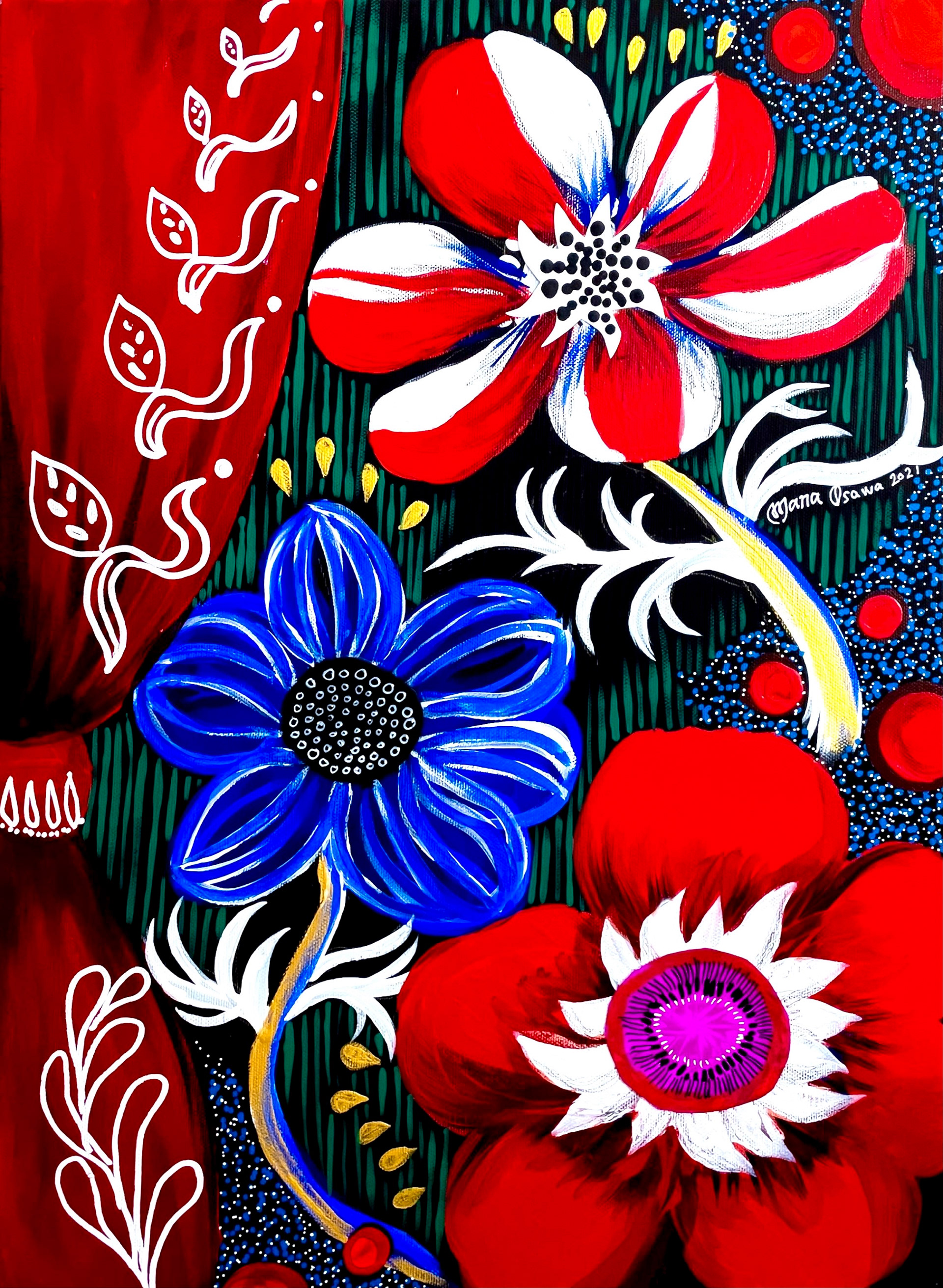 Anemone Party / P8号 Acrylic and Mixed media on Canvas
