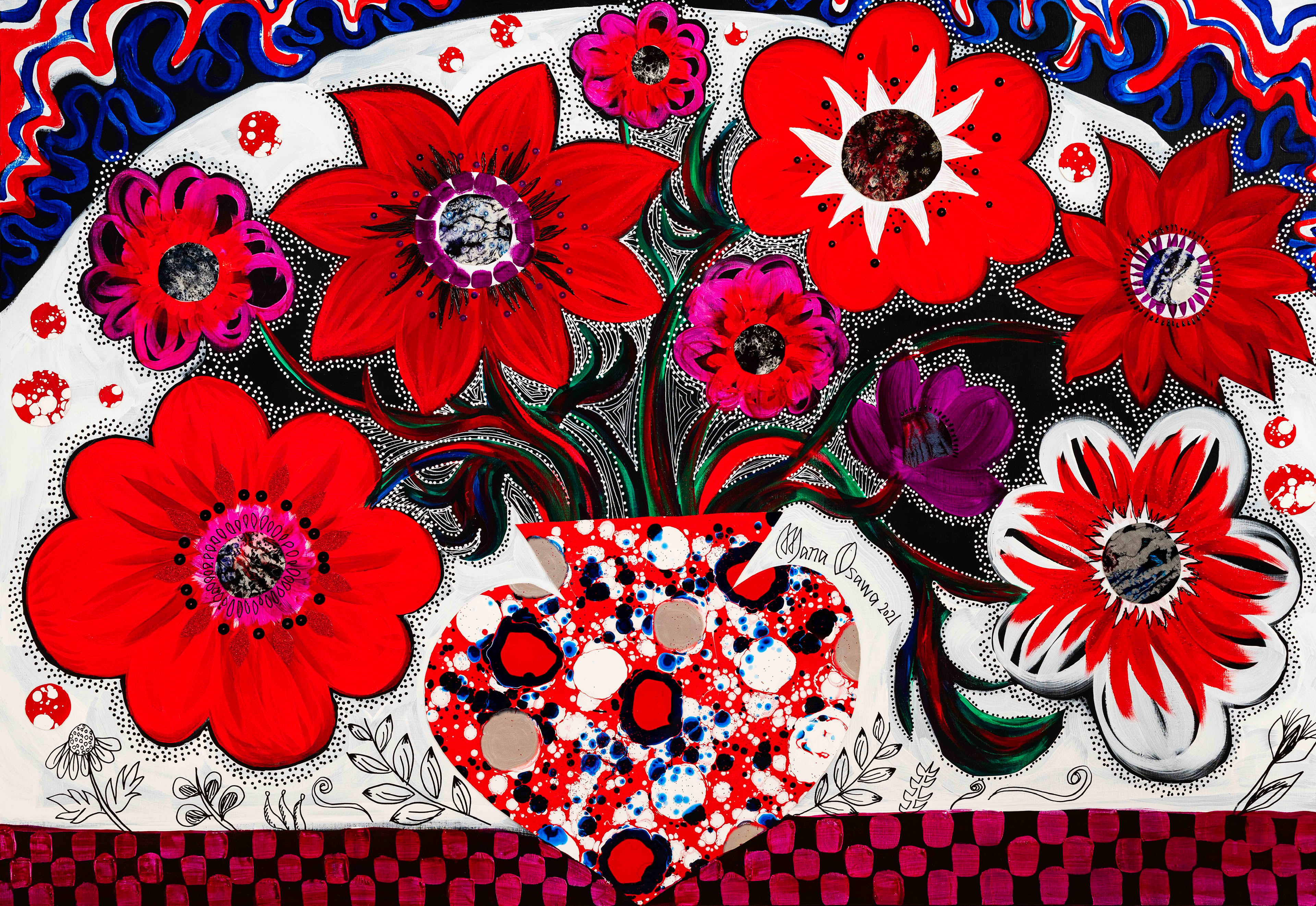 Anemone Spring Red with Flower vase / P50