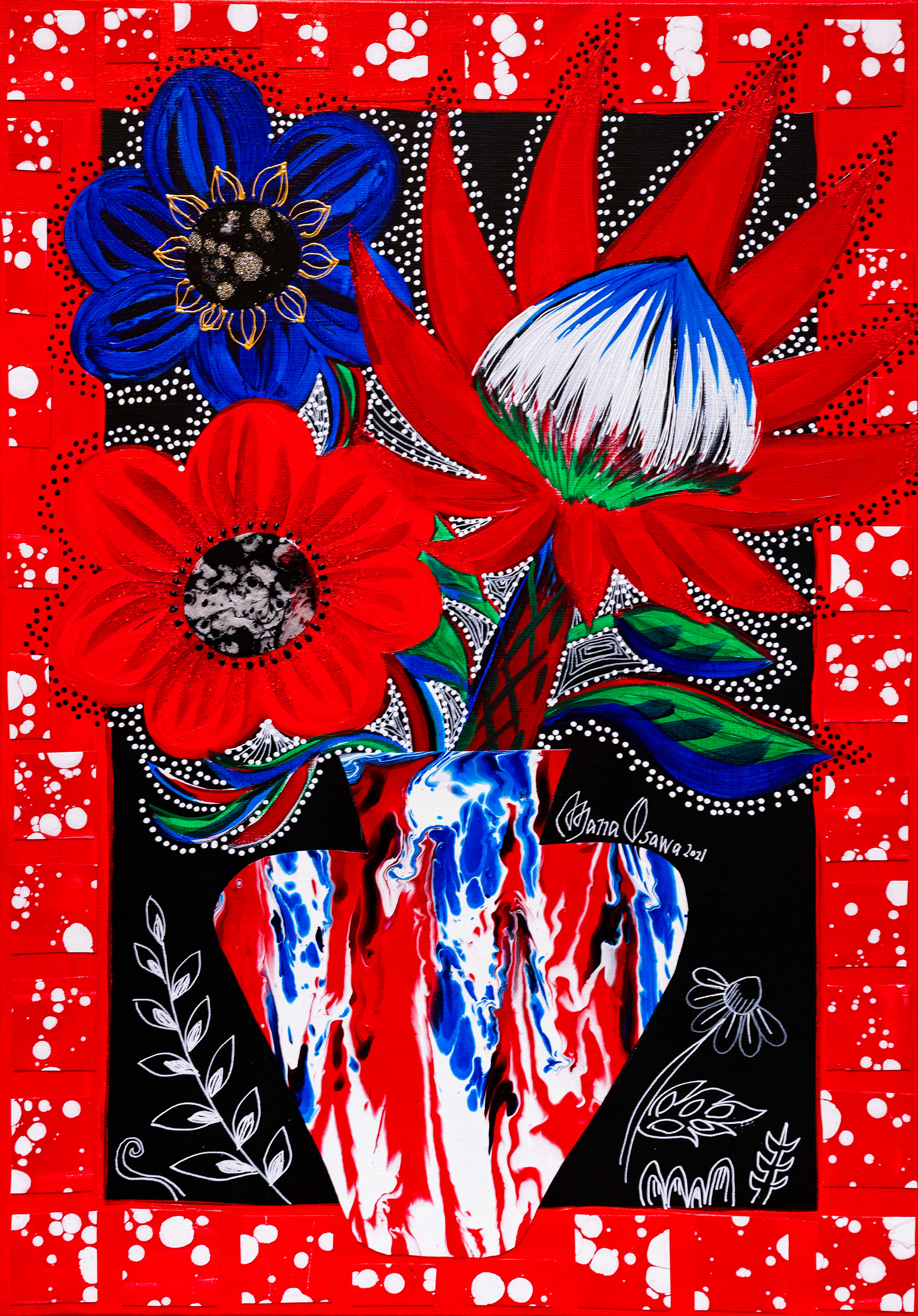 King Protea & Anemone with Flower vase / M15