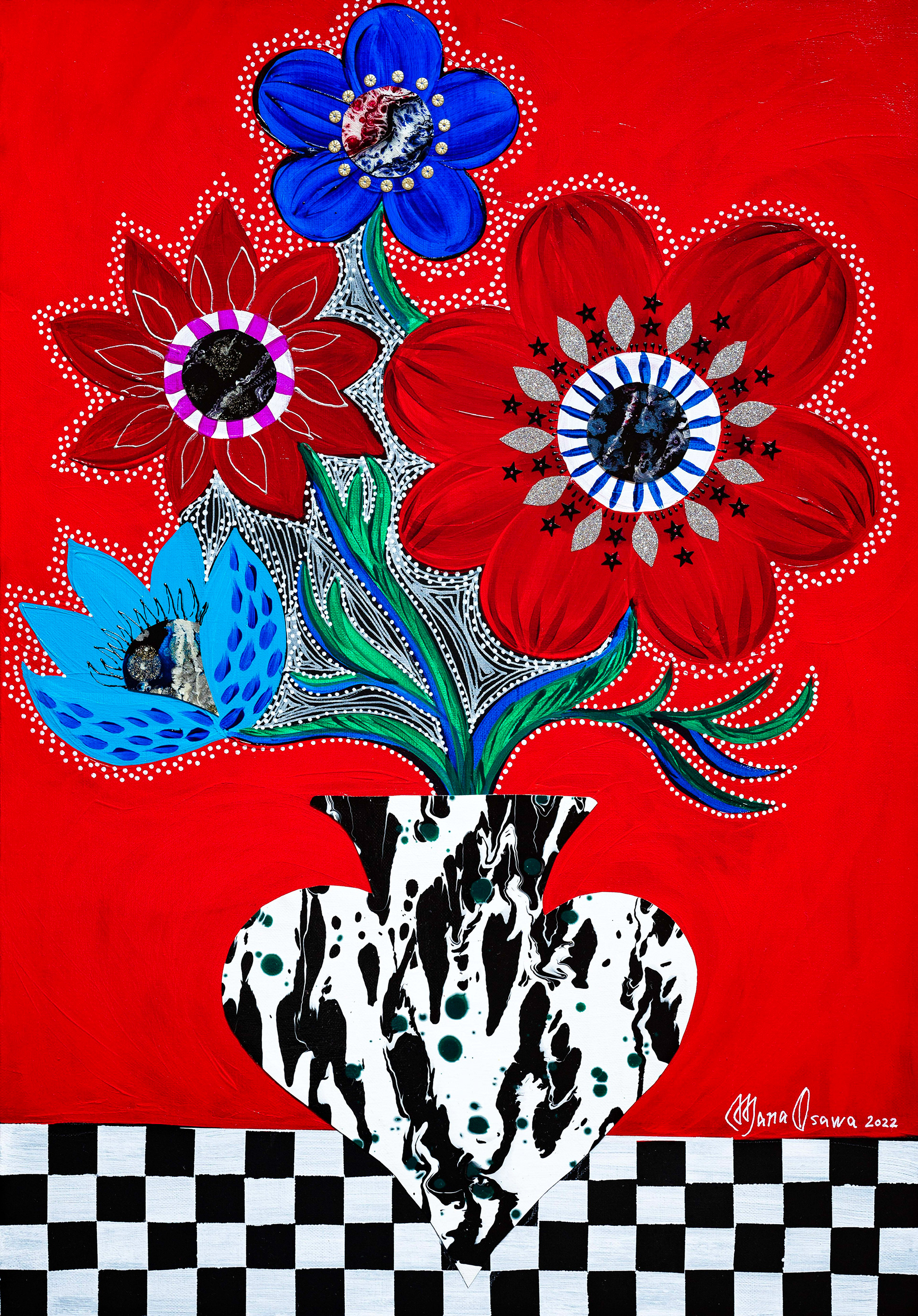 Anemone RED with Flower vase /M15