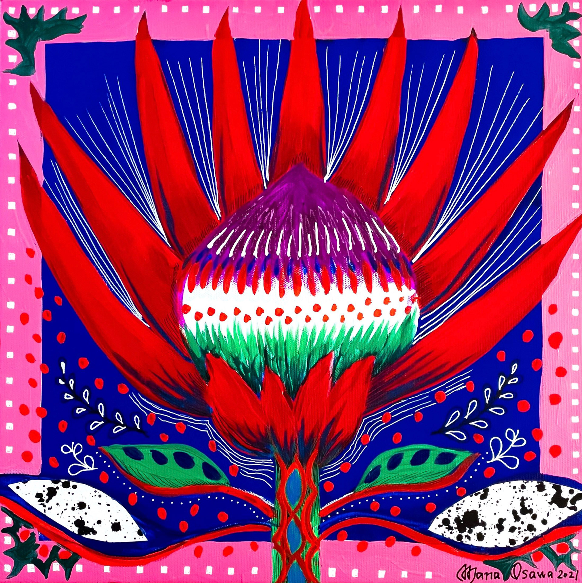King Protea Pink / S4号 Acrylic and Mixed media on Canvas