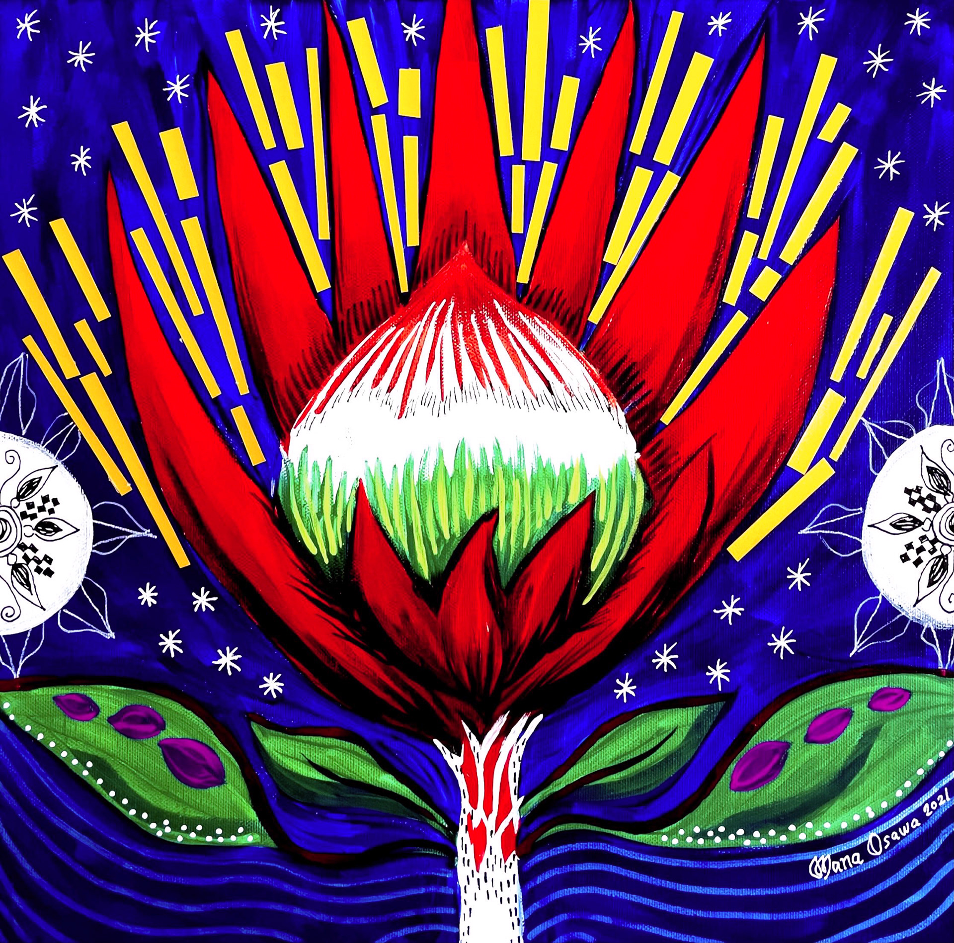 King Protea Sun / S4号 Acrylic and Mixed media on Canvas