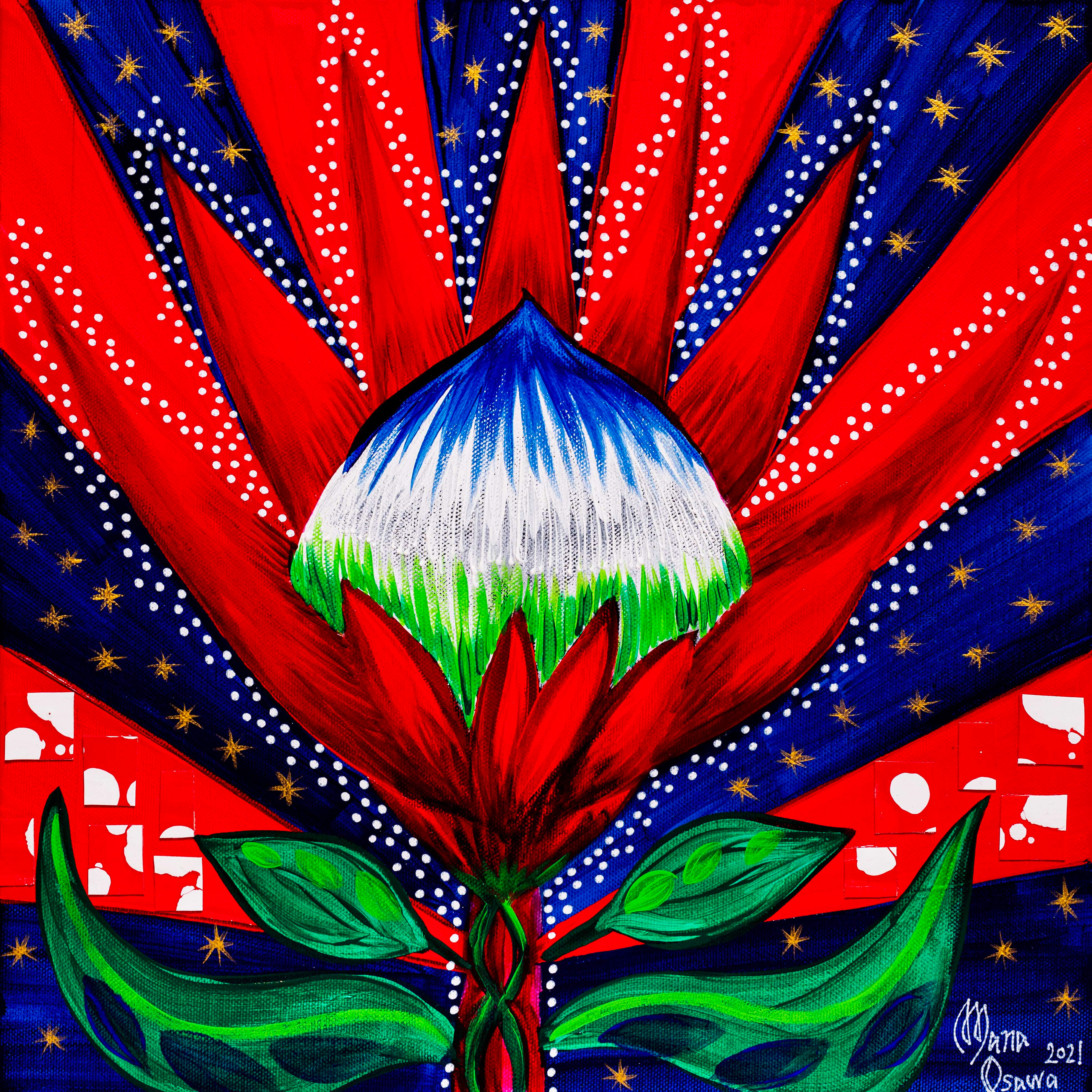 《King Protea STAR》S4/ Acrylic and mixed media on Canvas 2021