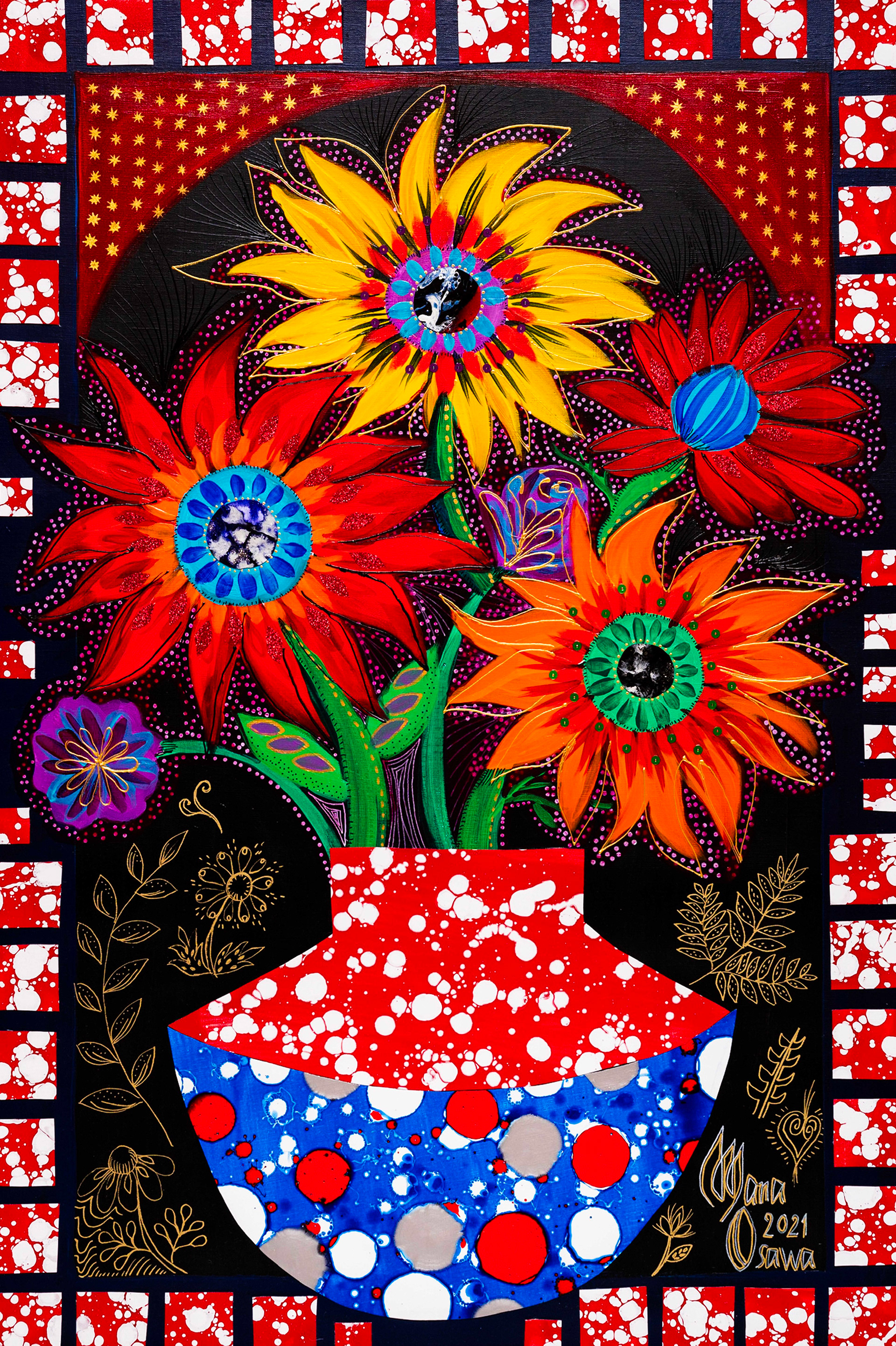 《Enchanting Flowers》M30 / Acrylic and Mixed media on Canvas