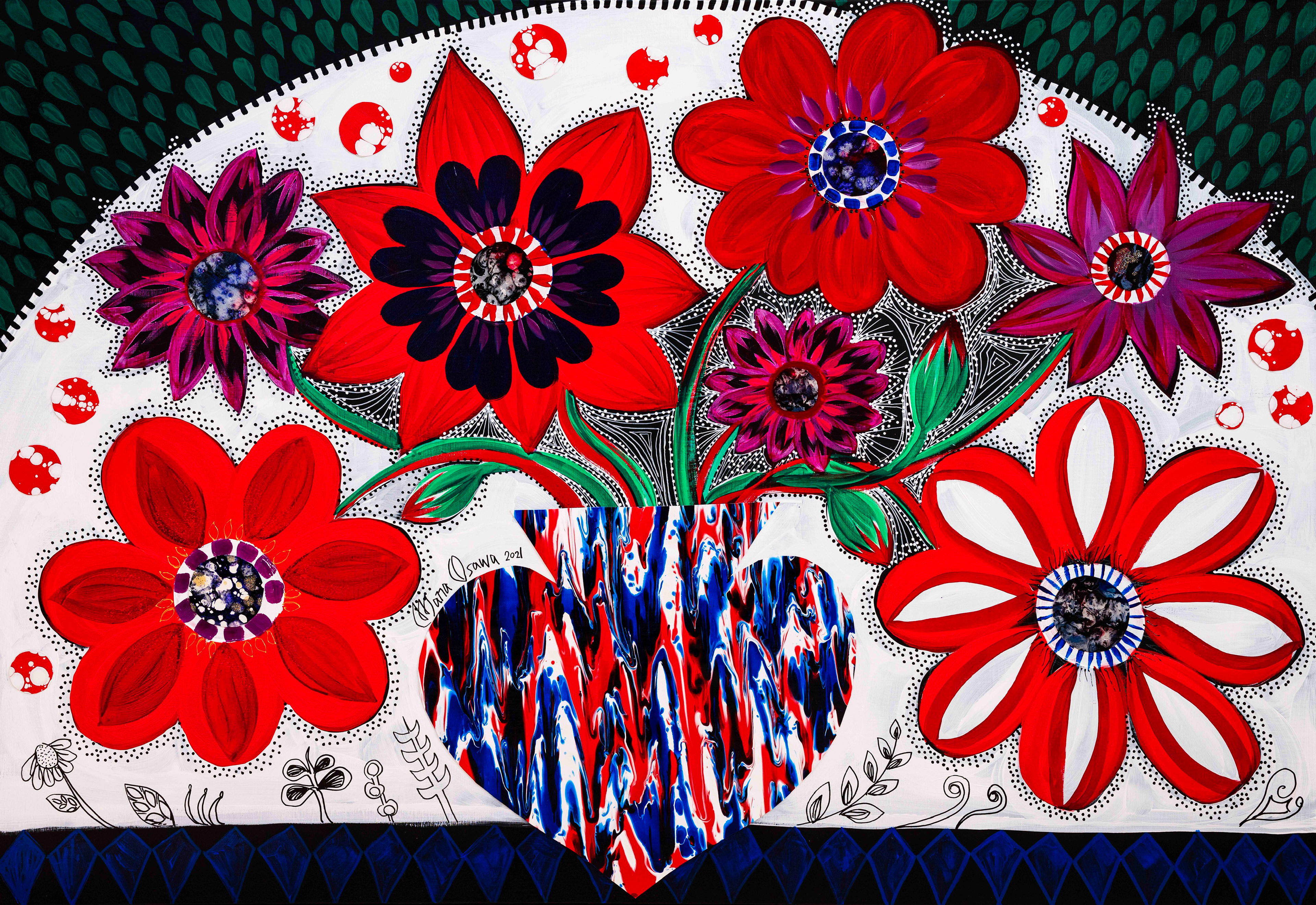 Dahlia Autumn with Flower vase / P50
