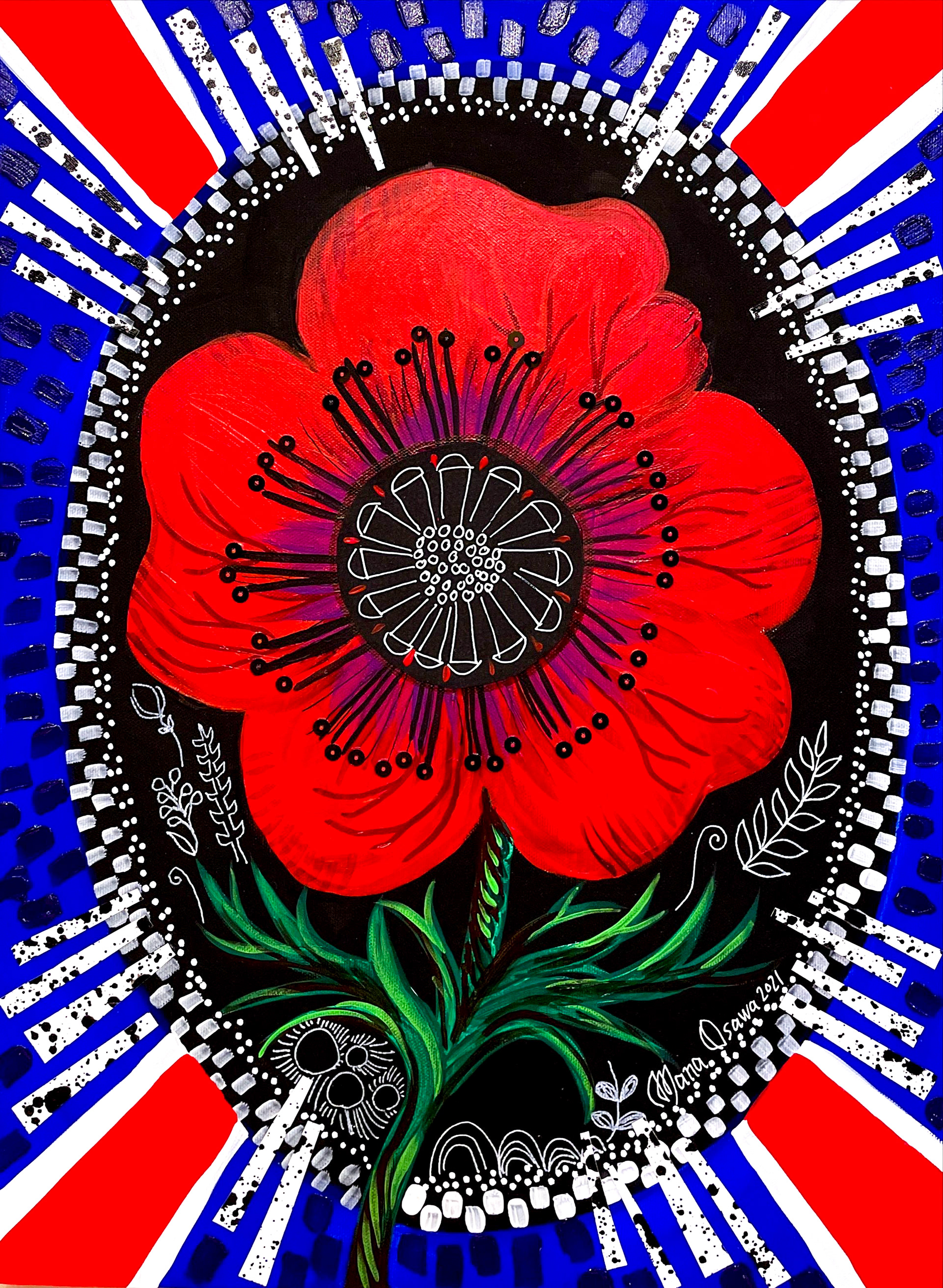 Anemone GLORY / P8号 Acrylic and Mixed media on Canvas