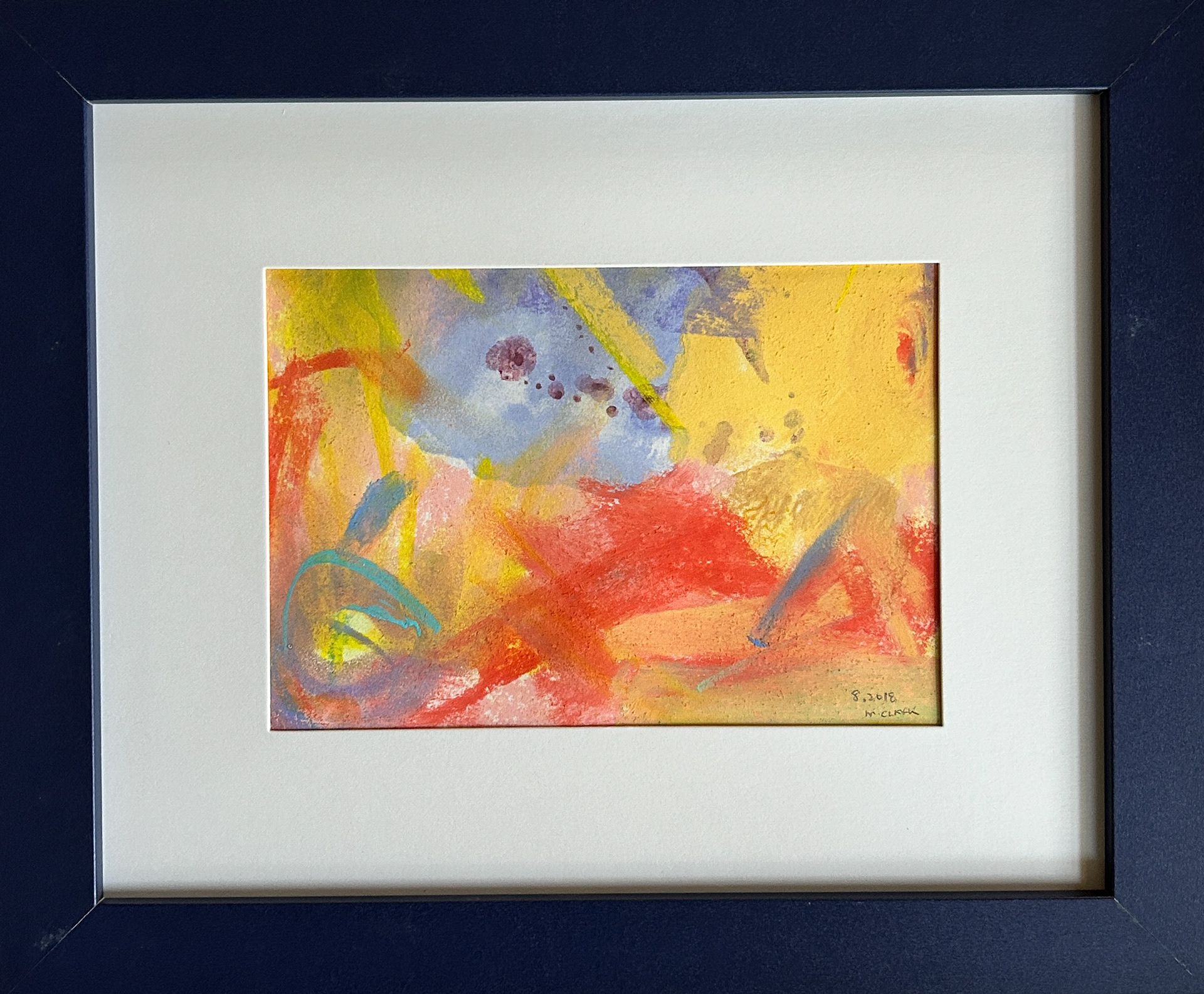 Untitled - Chalk Pastel and watercolor - Frame Dimensions 11.5w x 9.5"h - Saw Tooth Frame