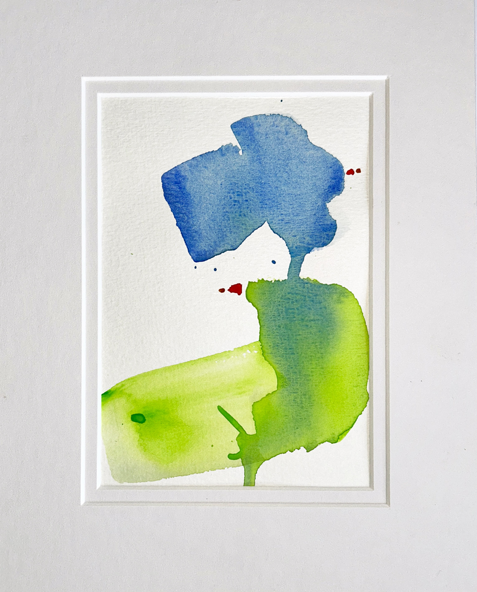 Blue Green - Watercolor - Mat dimensions 8"w x 10"h
