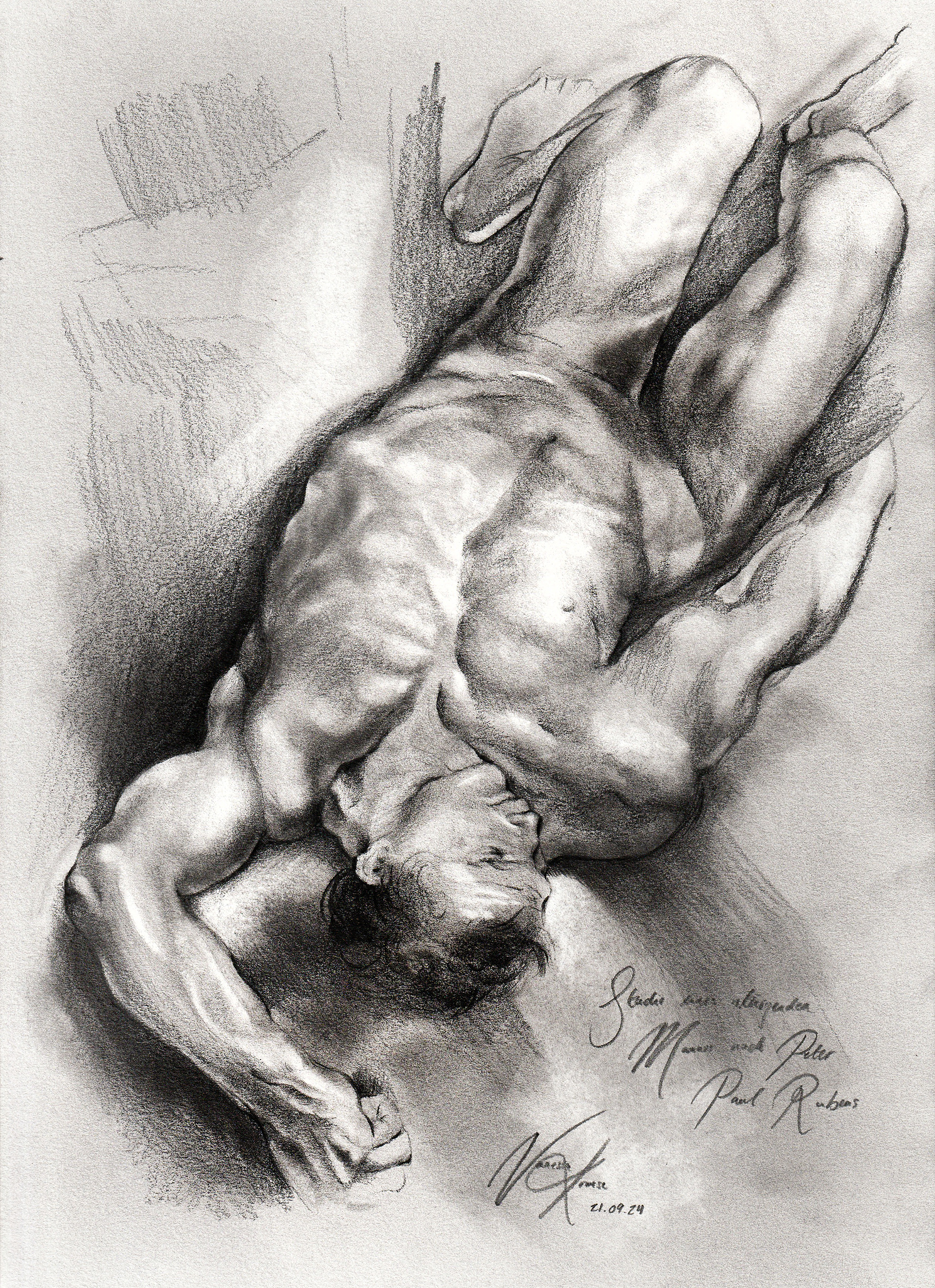 "Stürzender Mann", Studie nach Peter Paul Rubens, 2024